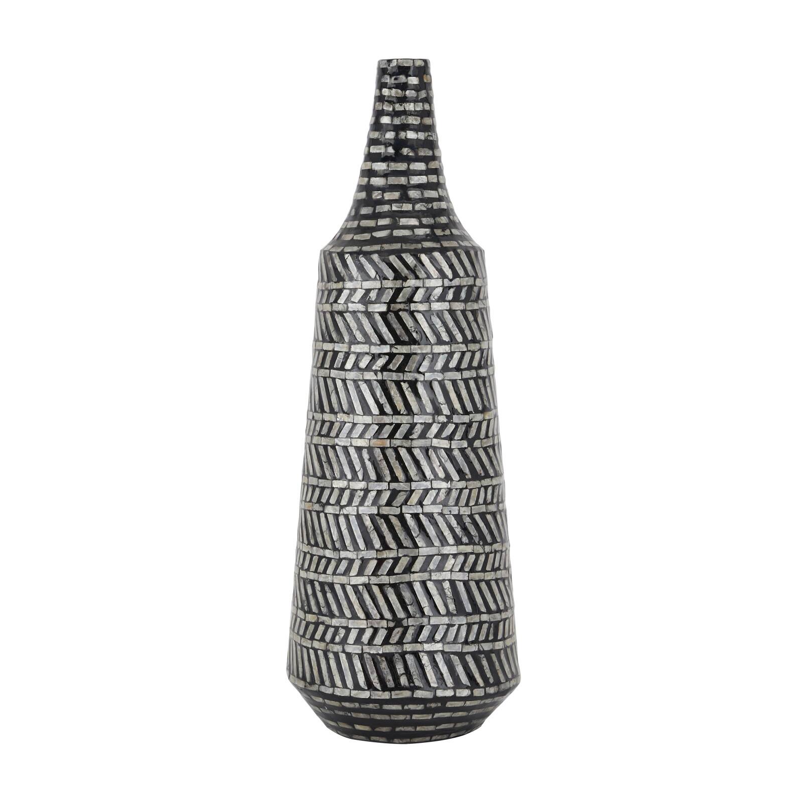 Black Shell Contemporary Vase, 28&#x22; x 10&#x22; x 10&#x22;