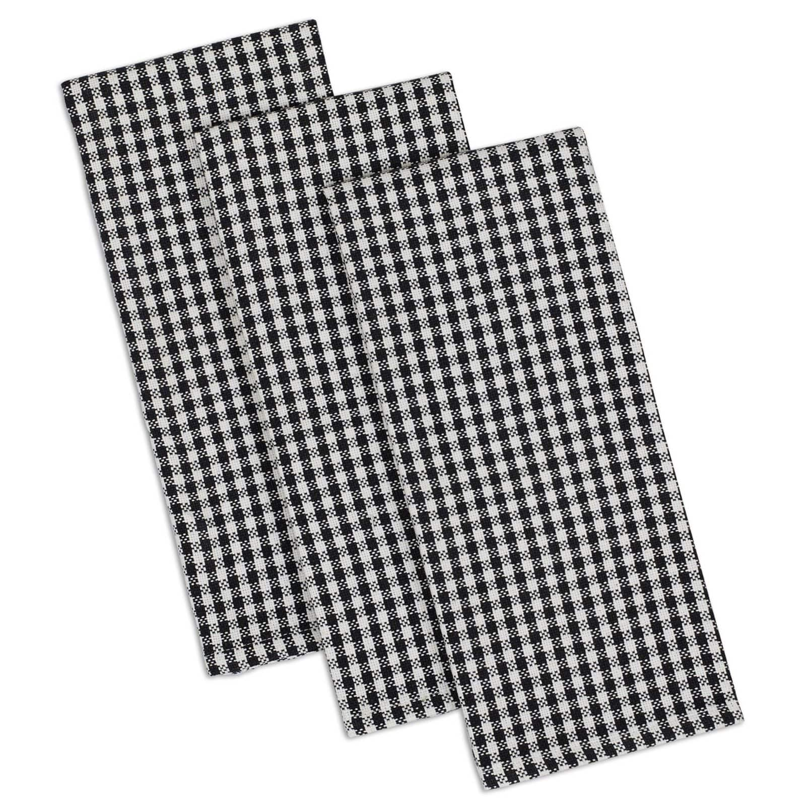 DII&#xAE; Black Check Heavyweight Dishtowel &#x26; Dishcloth Set