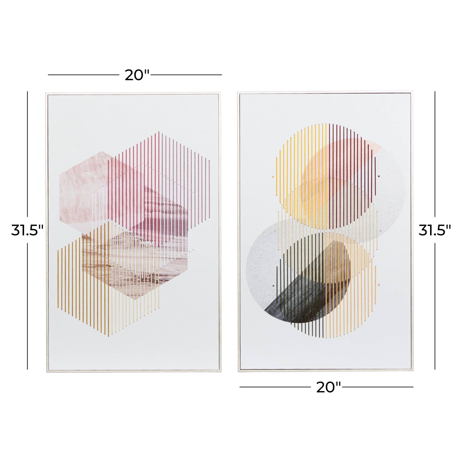 The Novogratz Set of 2 White Wood Contemporary Wall Art 20", 32"