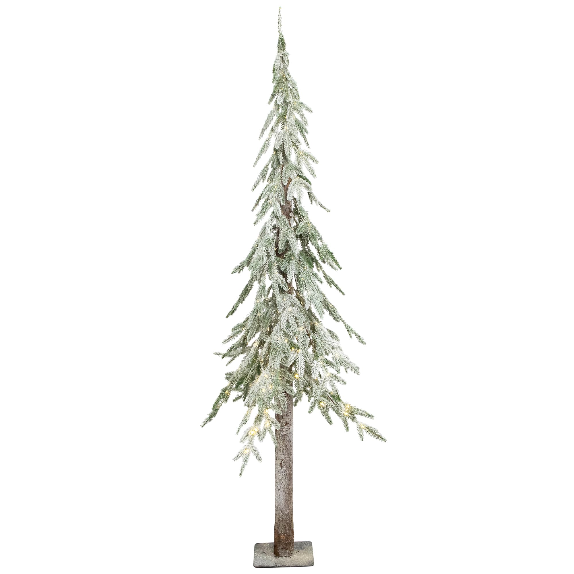 6ft. Pre-Lit Alpine Flocked Artificial Christmas Tree, Clear LED Lights