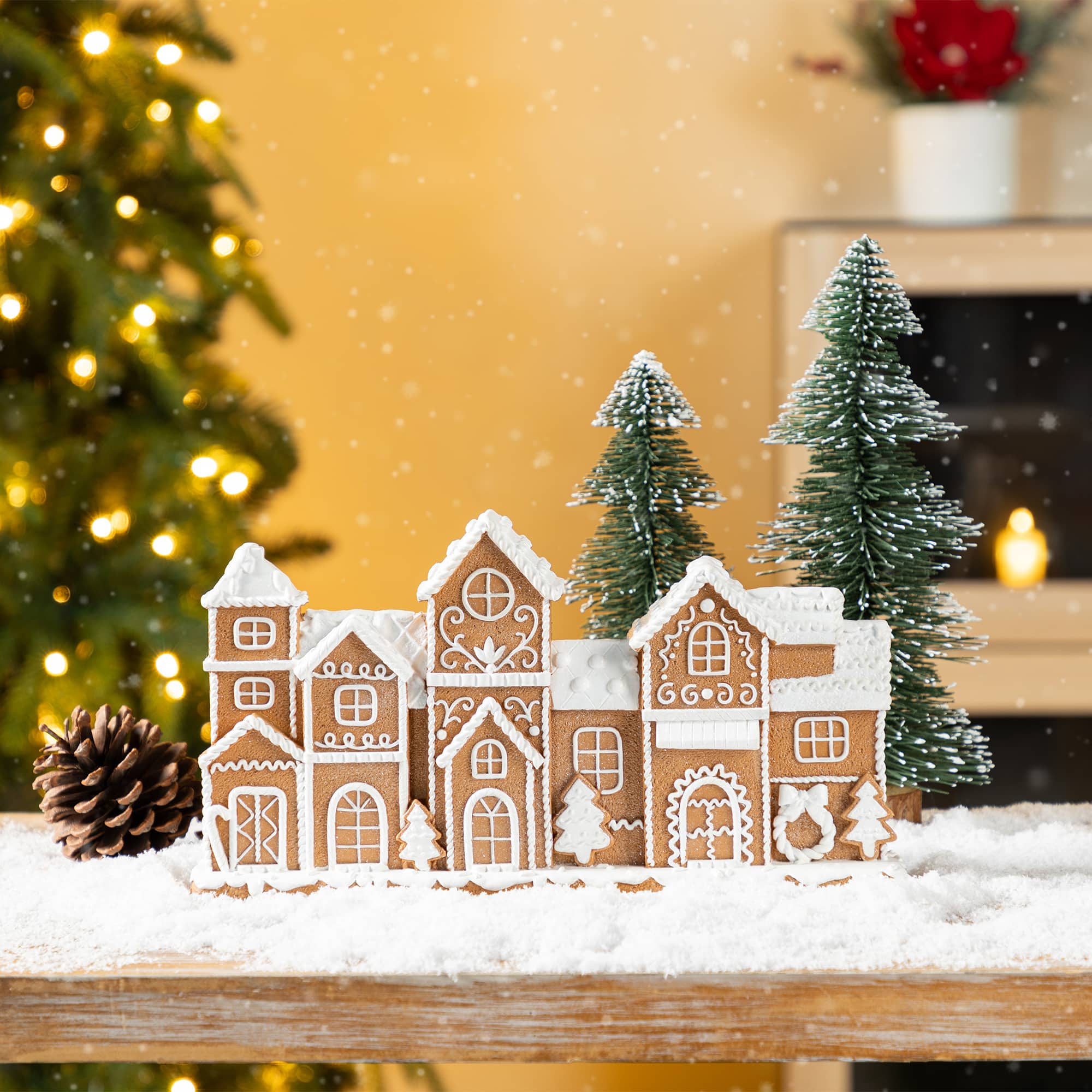 Glitzhome&#xAE; 12&#x22; Christmas Resin Gingerbread Townhouse Table Decor