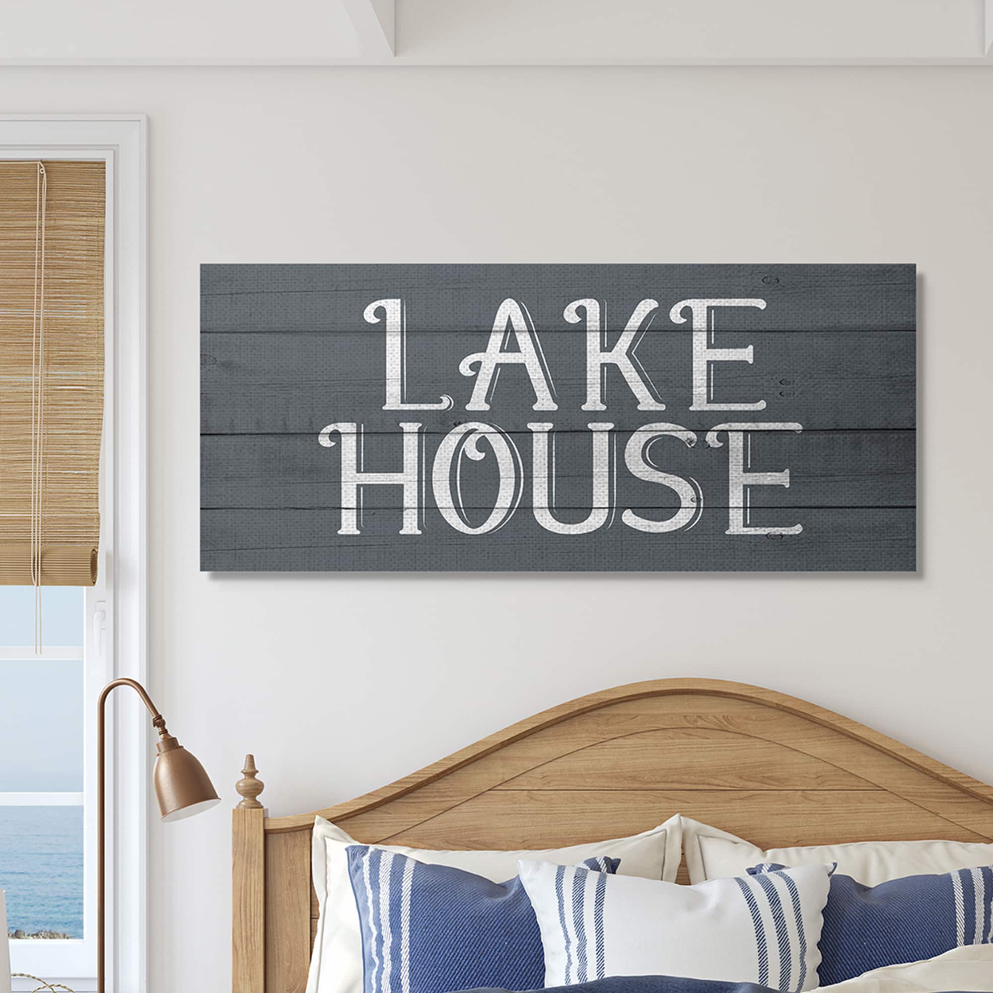 Stupell Industries Blue Lake House Sign Canvas Wall Art