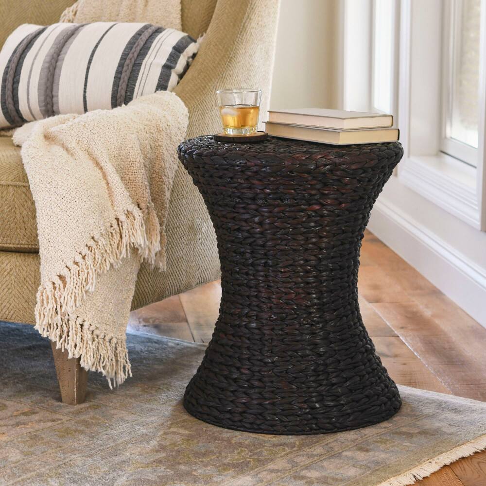 Household Essentials 21&#x22; Woven Hyacinth Hourglass End Table