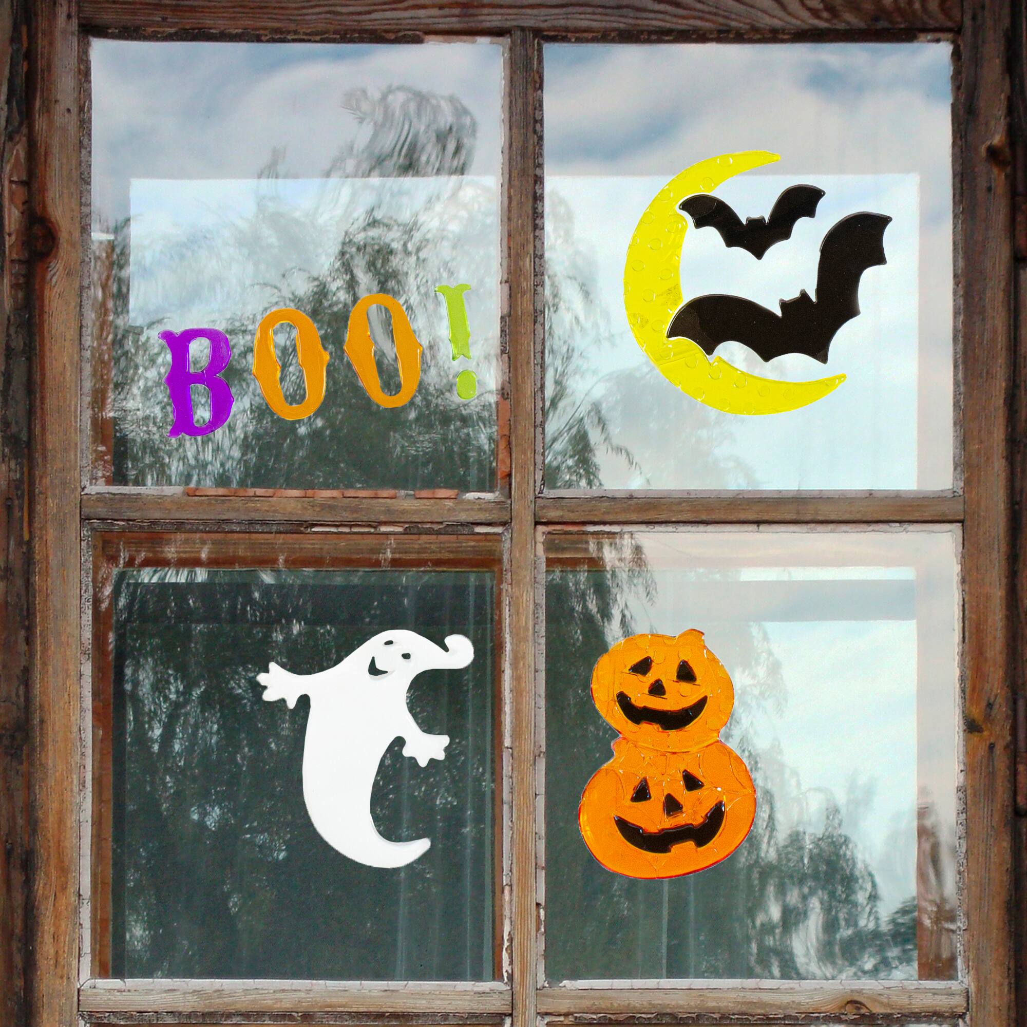 Moon &#x26; Bats Halloween Gel Window Clings
