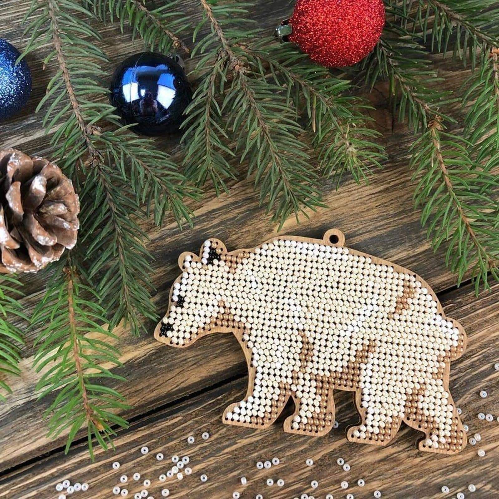 Wonderland Crafts Polar Bear Embroidery on Wood Kit