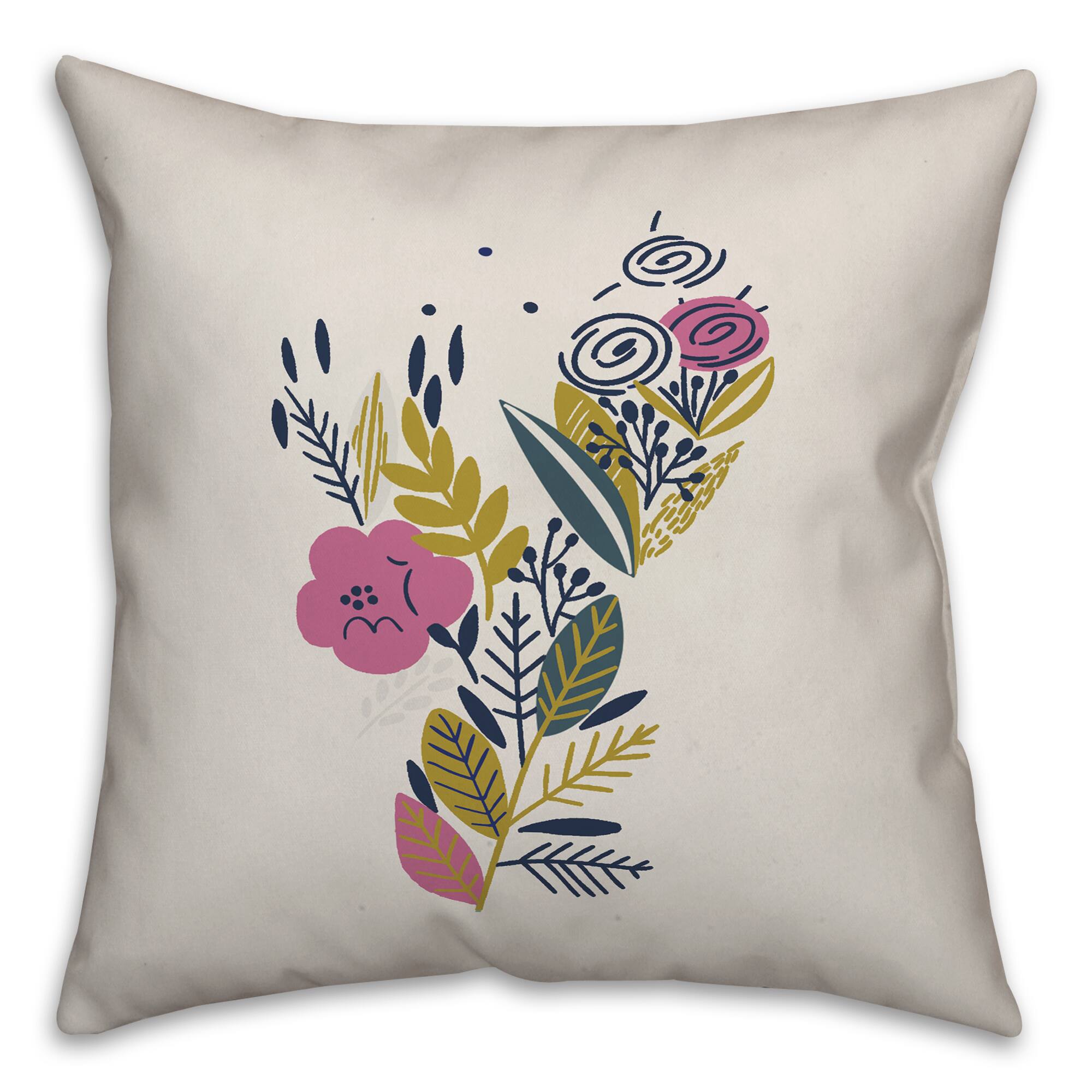 Funky Multi-Color Floral 18" x 18" Throw Pillow