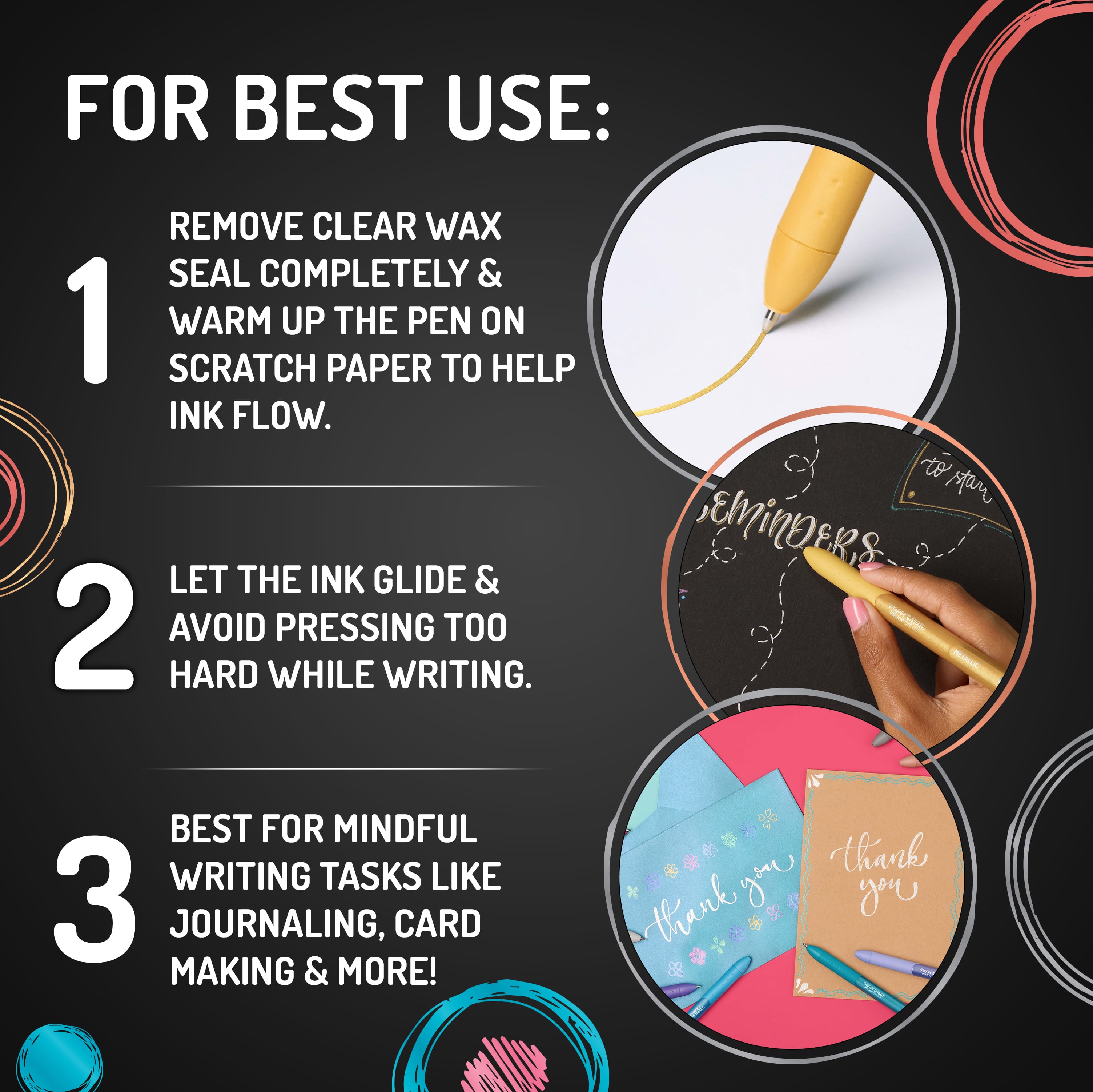 Paper Mate&#xAE; InkJoy&#xAE; Metallic Retractable 0.8mm Gel Pen 3 Color Set