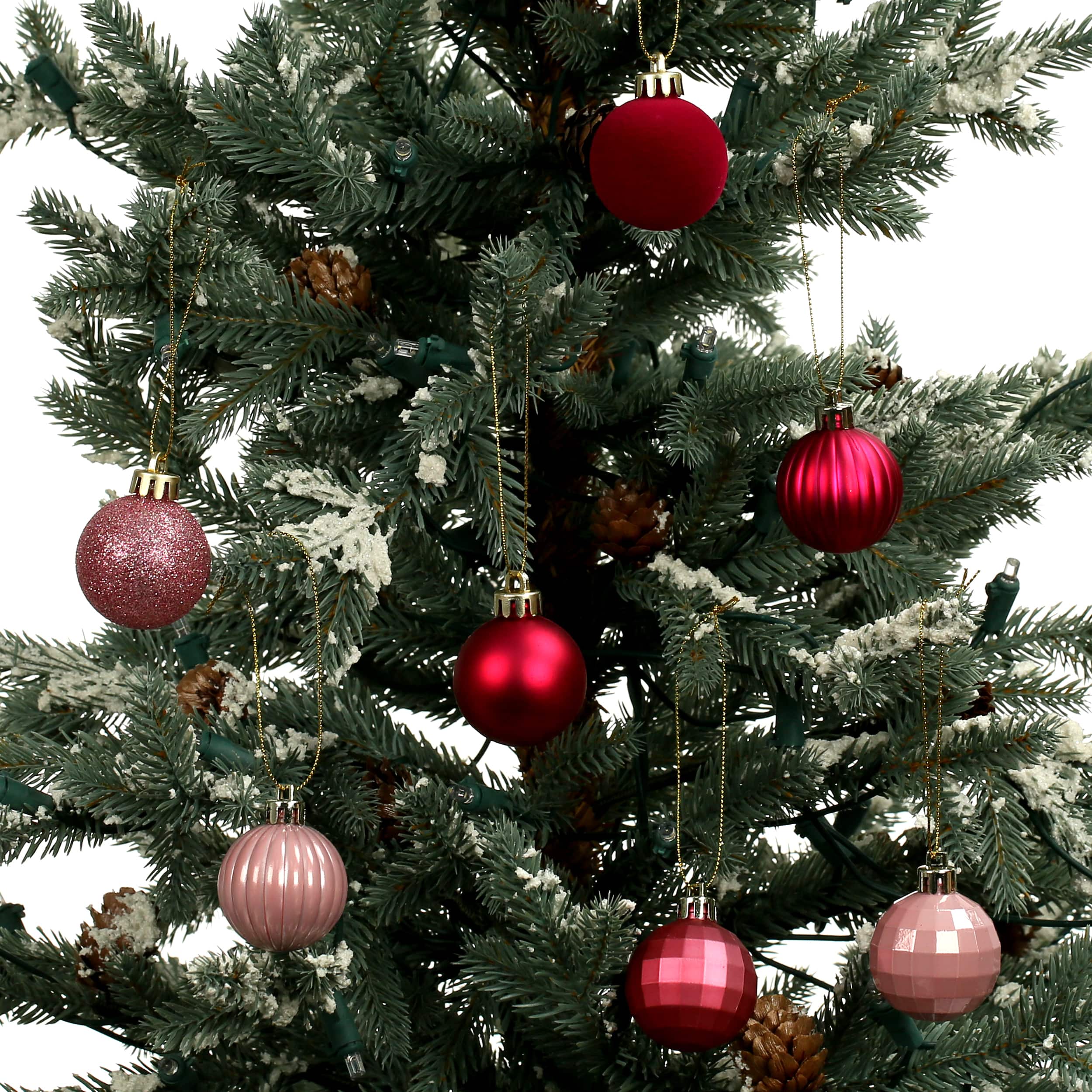 7 Pack 1.5" Holly Jolly Pink Shatterproof Ornaments by Ashland®