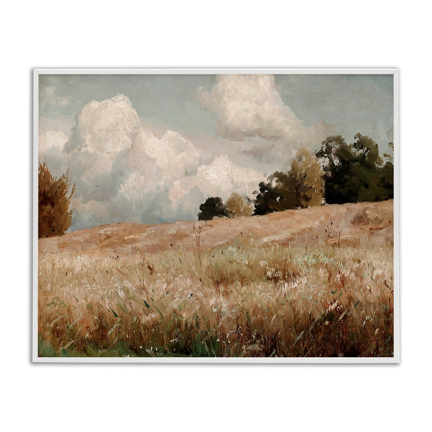 Stupell Industries Classic Cloudy Field Landscape Framed Giclee Art