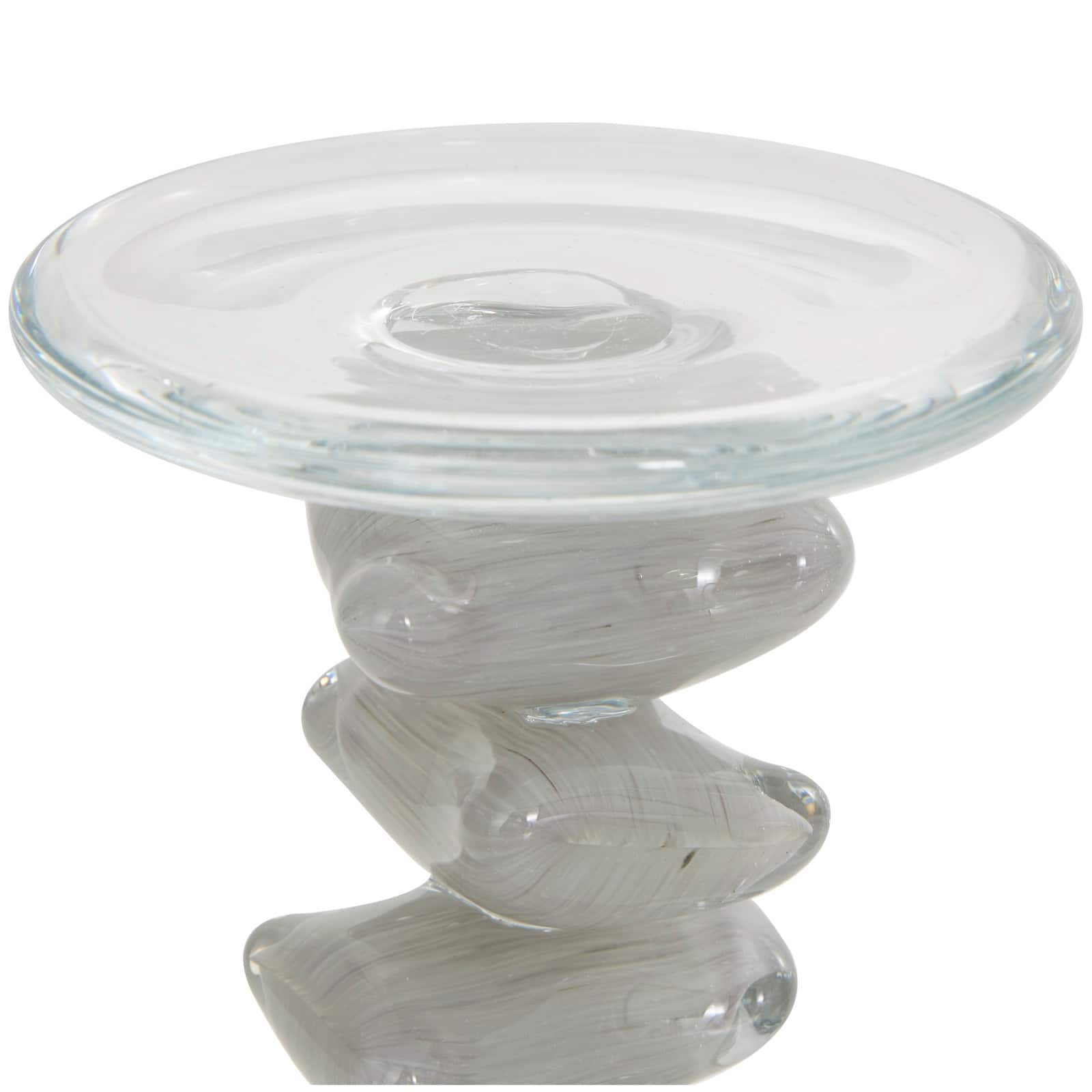 Clear Glass Stacked Stone Candle Holder Set