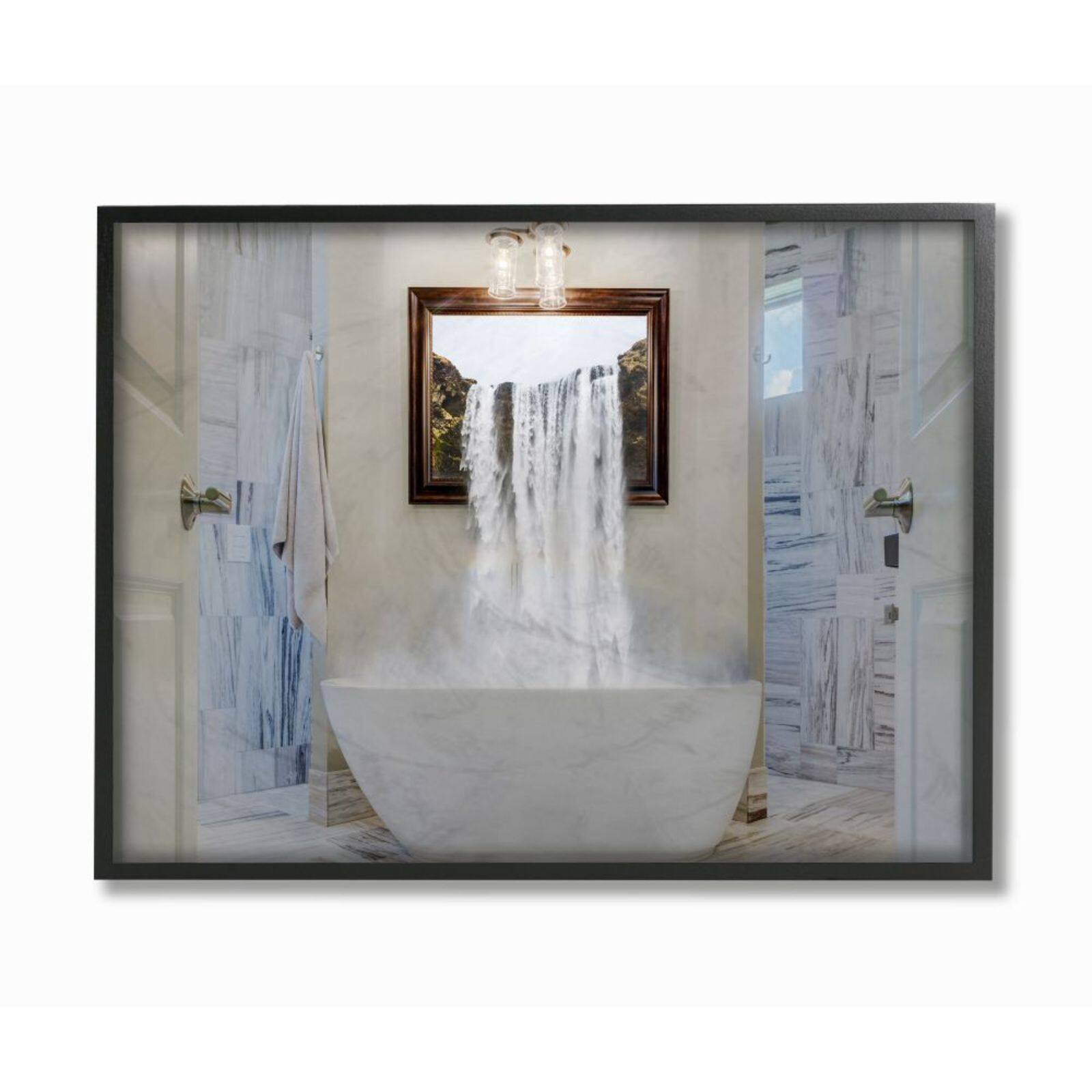 Stupell Industries Bathtub Waterfall Abstract Photograph with Frame Wall Accent