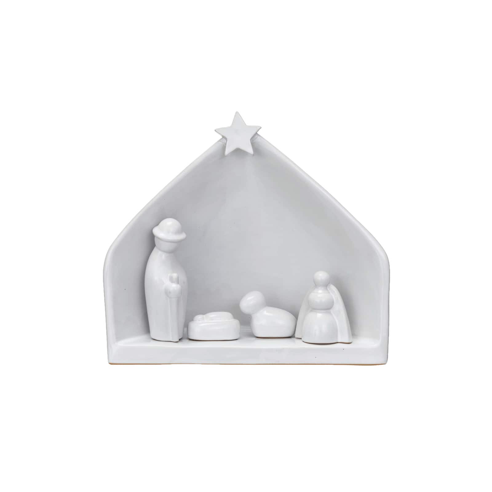 Hello Honey&#xAE; 8.5&#x22; White Reactive Glaze Stoneware Nativity Set