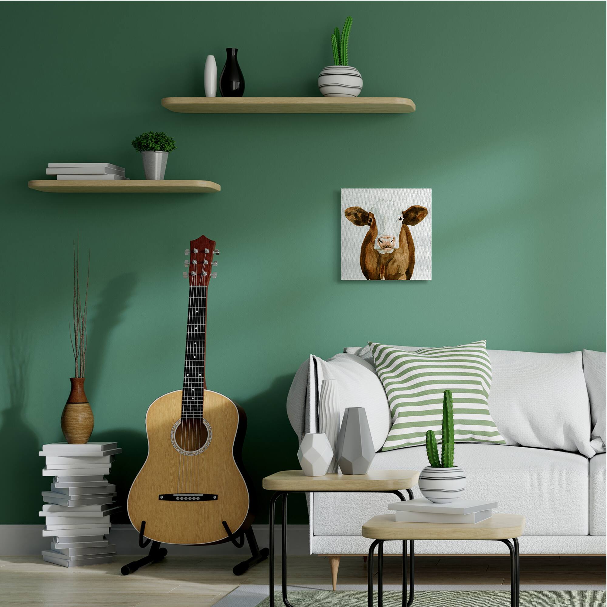 Stupell Industries Holstein Country Cow Minimal Cattle Portrait Canvas Wall Art