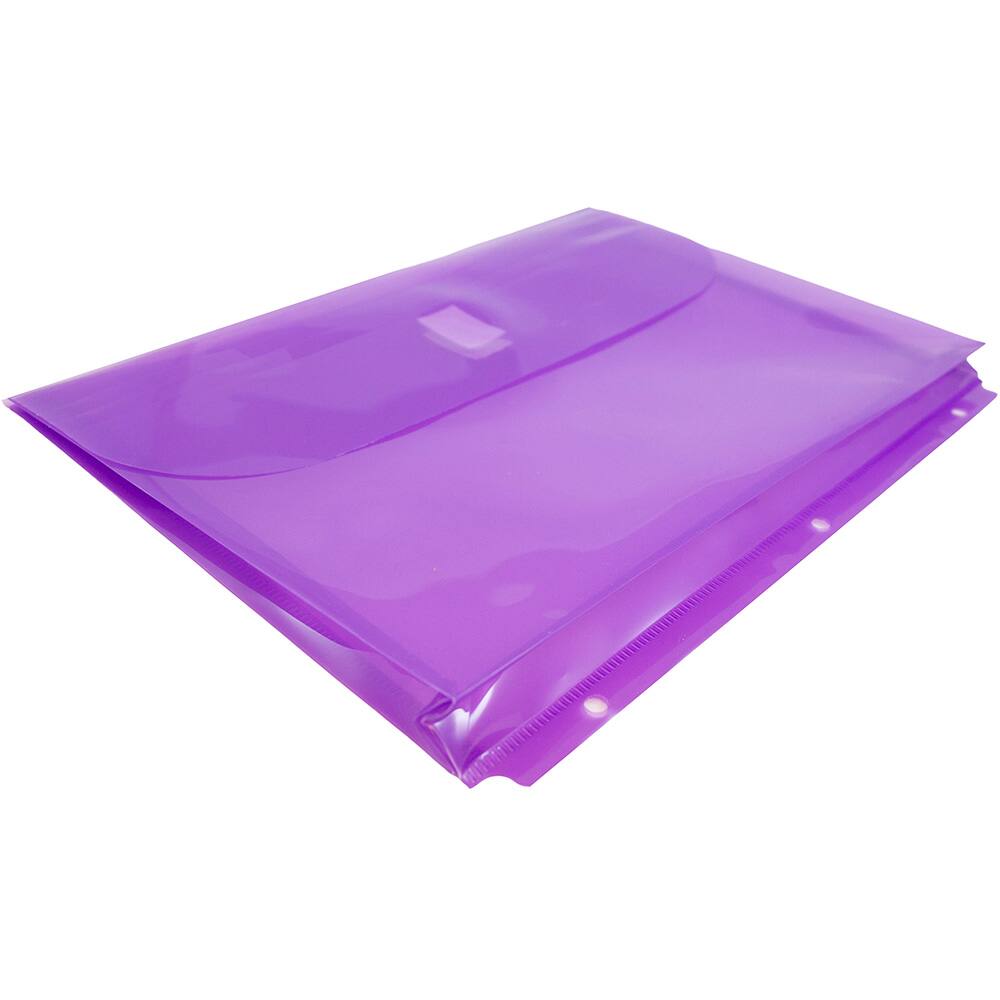 JAM Paper 9.5 x 11.5 Plastic 3 Hole Punch Binder Hook & Loop Closure  Envelopes, 6ct.