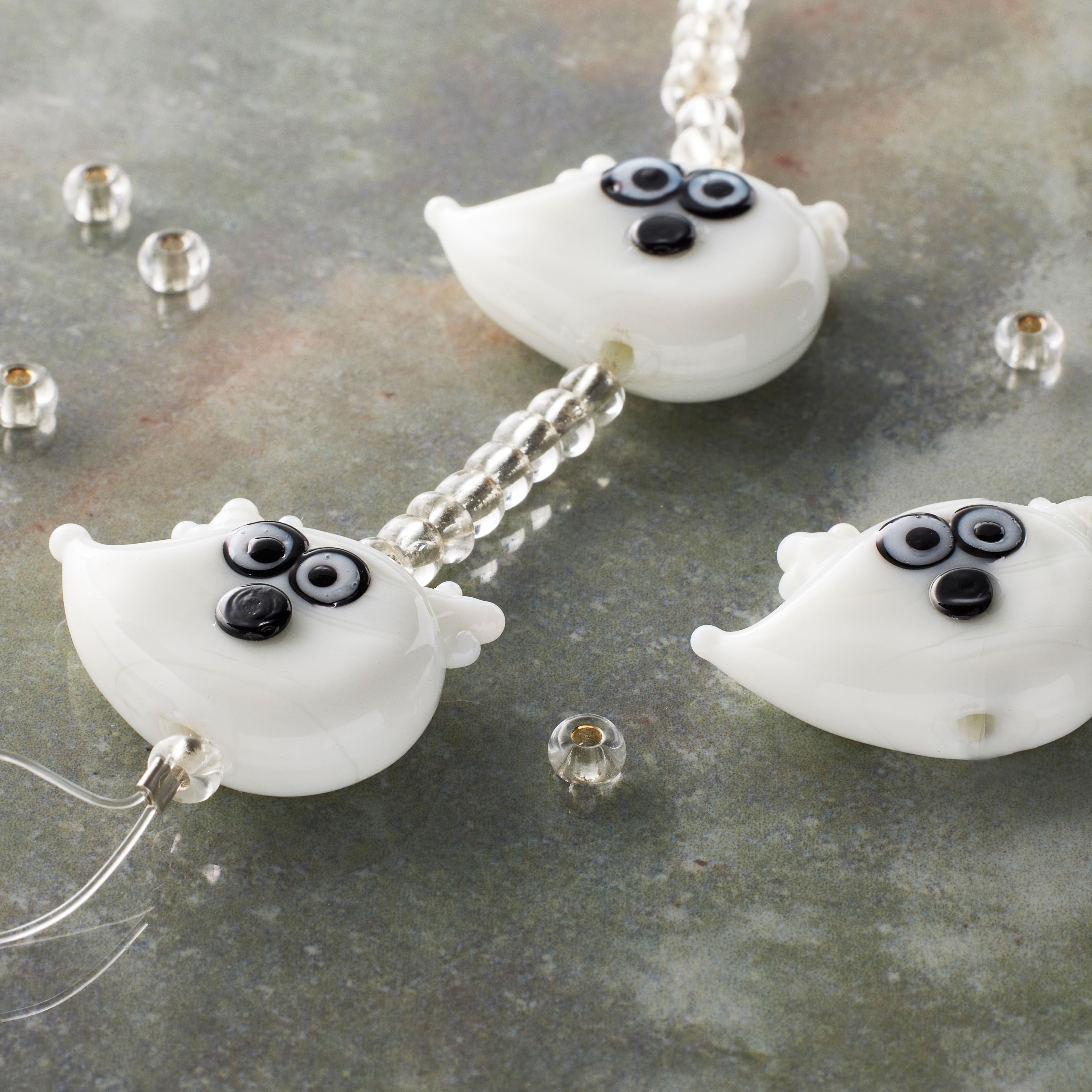 White Ghost Lampwork Glass Bead Mix by Bead Landing&#x2122;