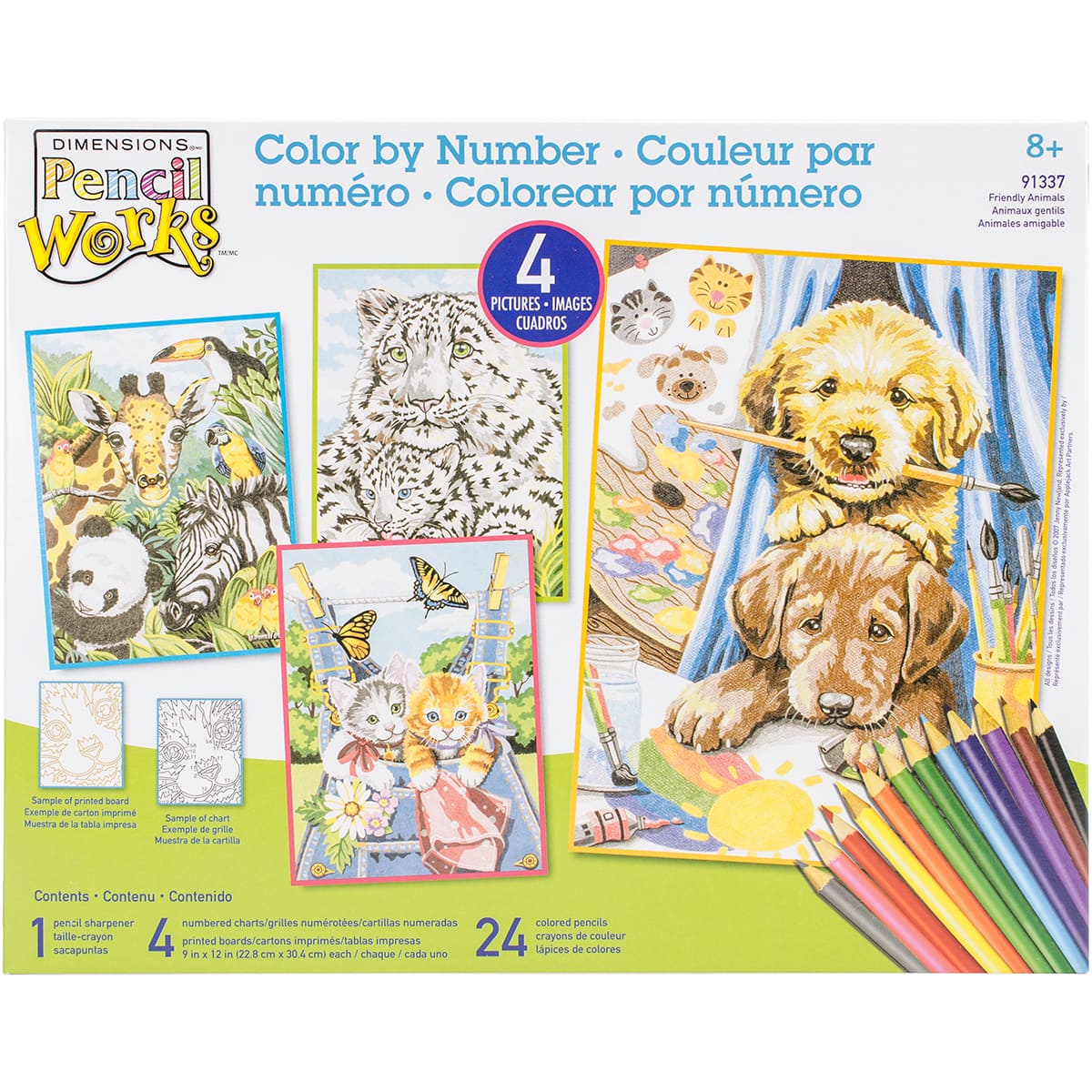Dimensions&#xAE; Pencilworks&#x2122; Friendly Animals Color By Number Kit