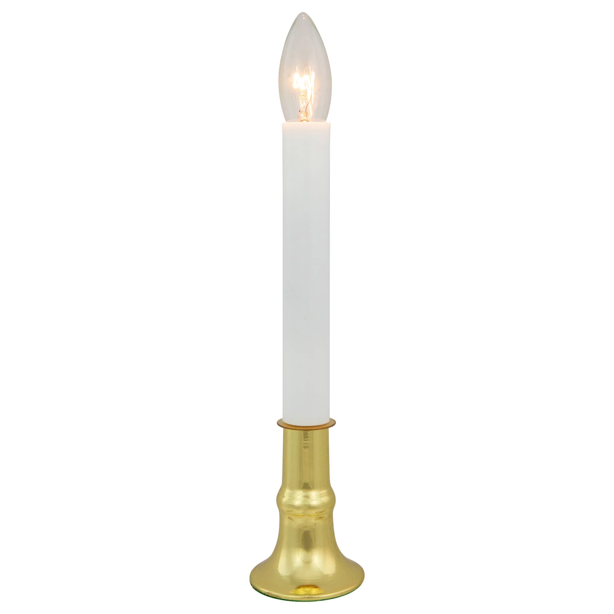 9&#x22; White &#x26; Gold Christmas Candle Lamp with Timer