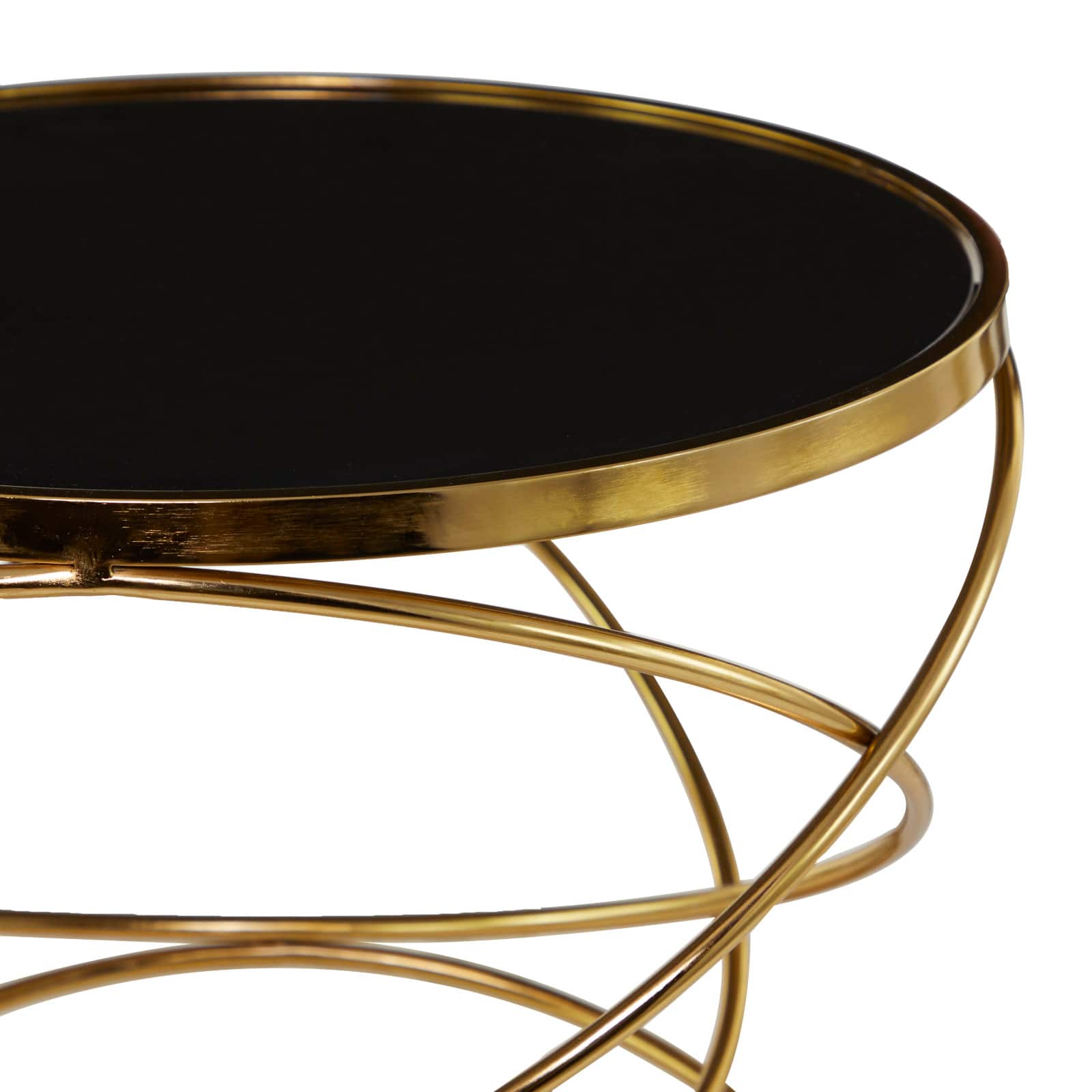 24" Open Ring Accent Table with Black Marble Top
