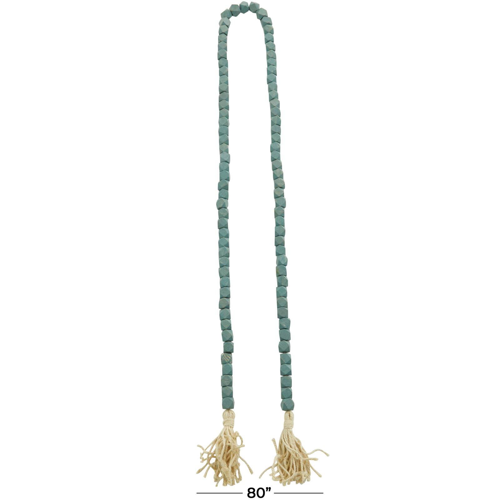 80" Bohemian Mango Wood Beads with Tassels Garland