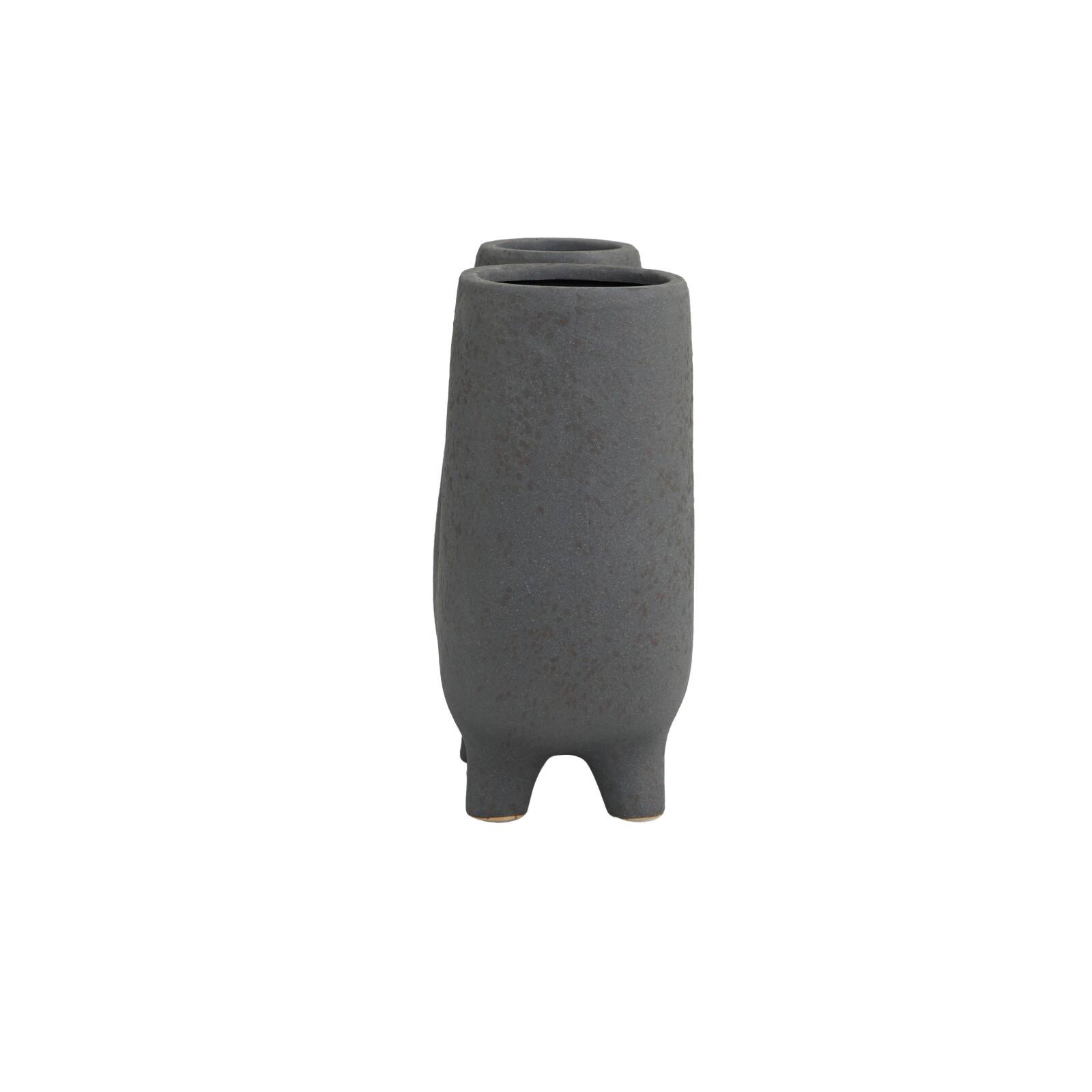 8" Dark Gray Ceramic U-Shaped Abstract Vase with Small Feet
