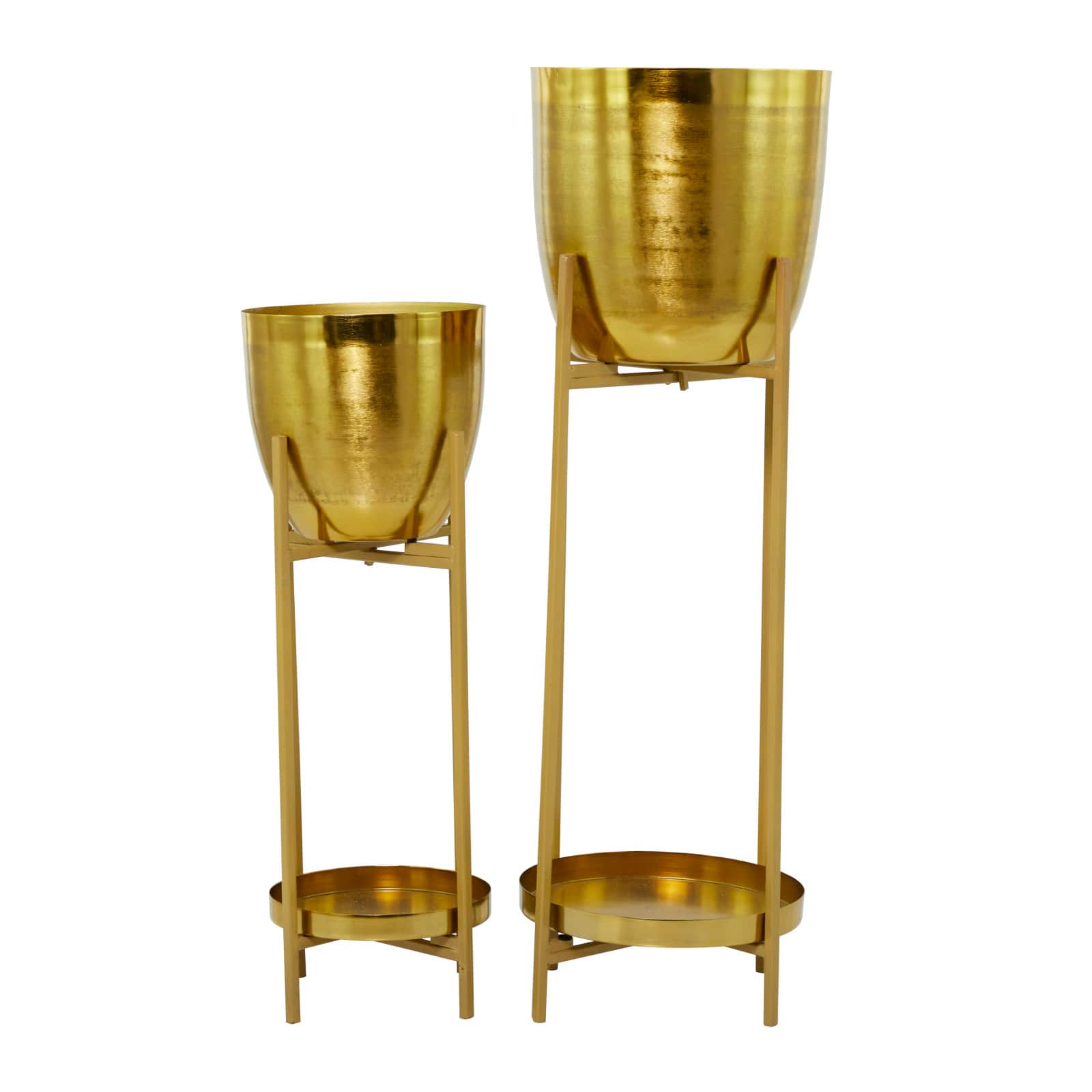 CosmoLiving by Cosmopolitan Gold Metal Planter with Removable Stand Set