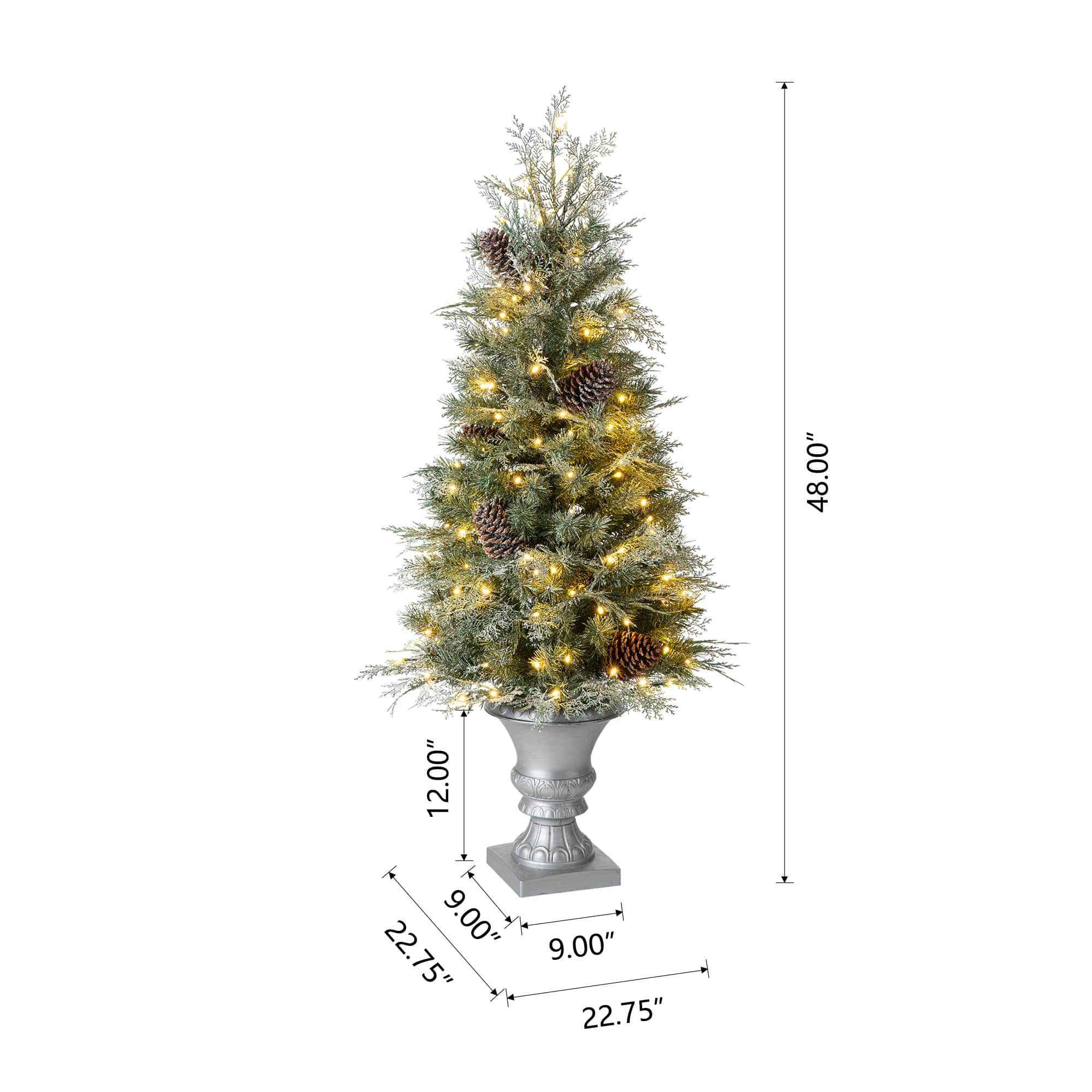 4ft. Pre-Lit Pine Artificial Christmas Porch Tree, Warm White LED Lights