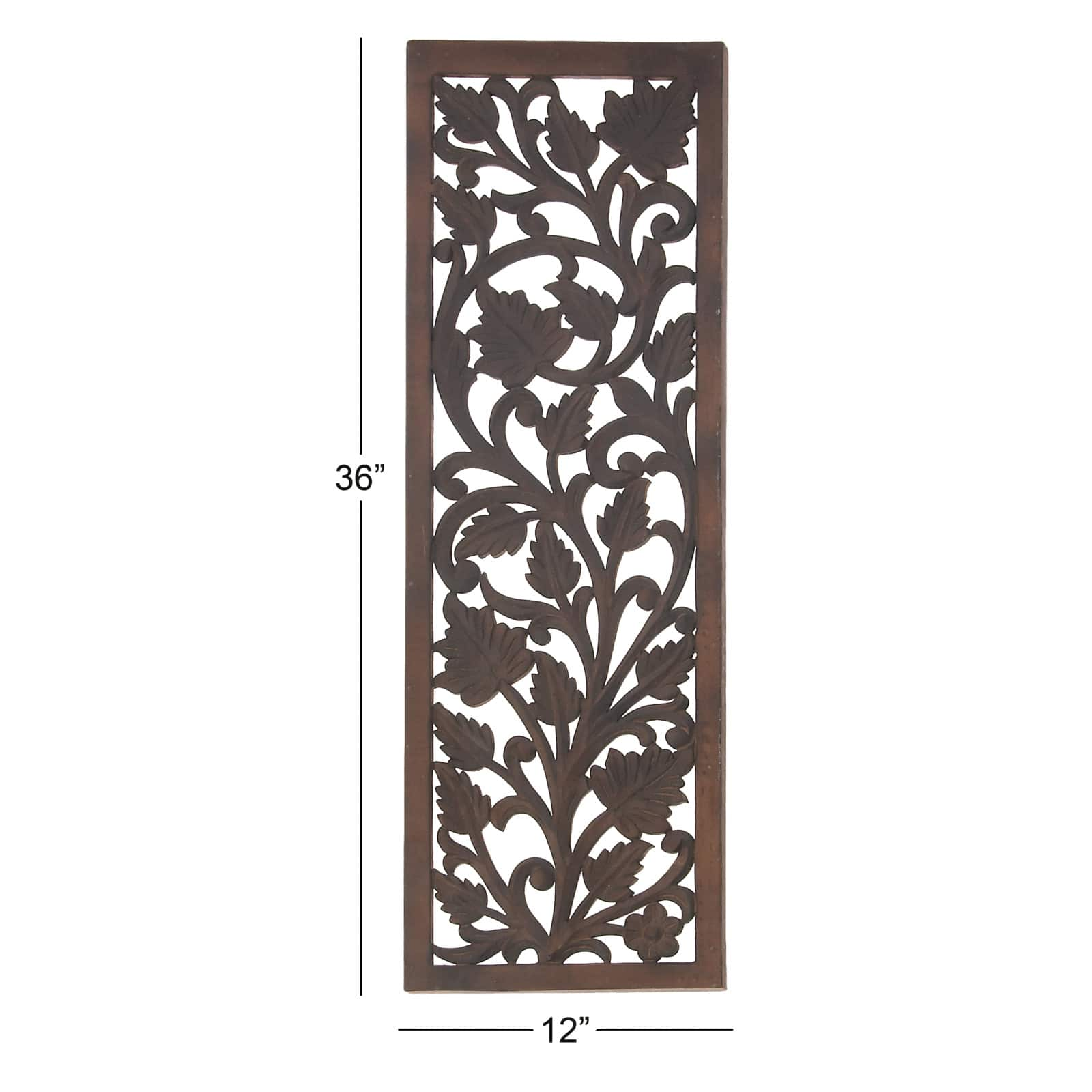 Brown Traditional Floral Mango Wood Wall D&#xE9;cor