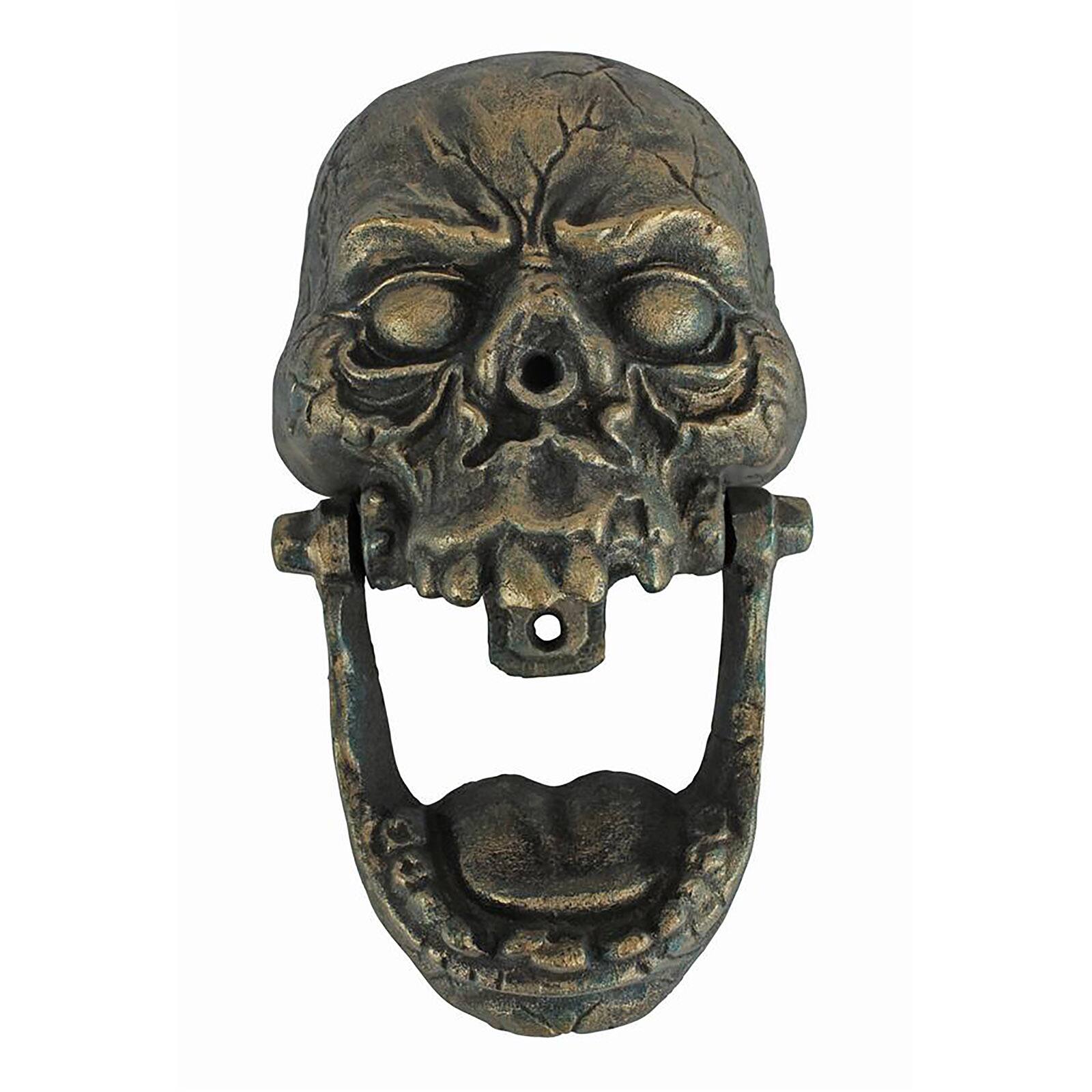 Design Toscano 9.5" Bronze Knock-Jaw Skull Authentic Foundry Iron Door Knocker