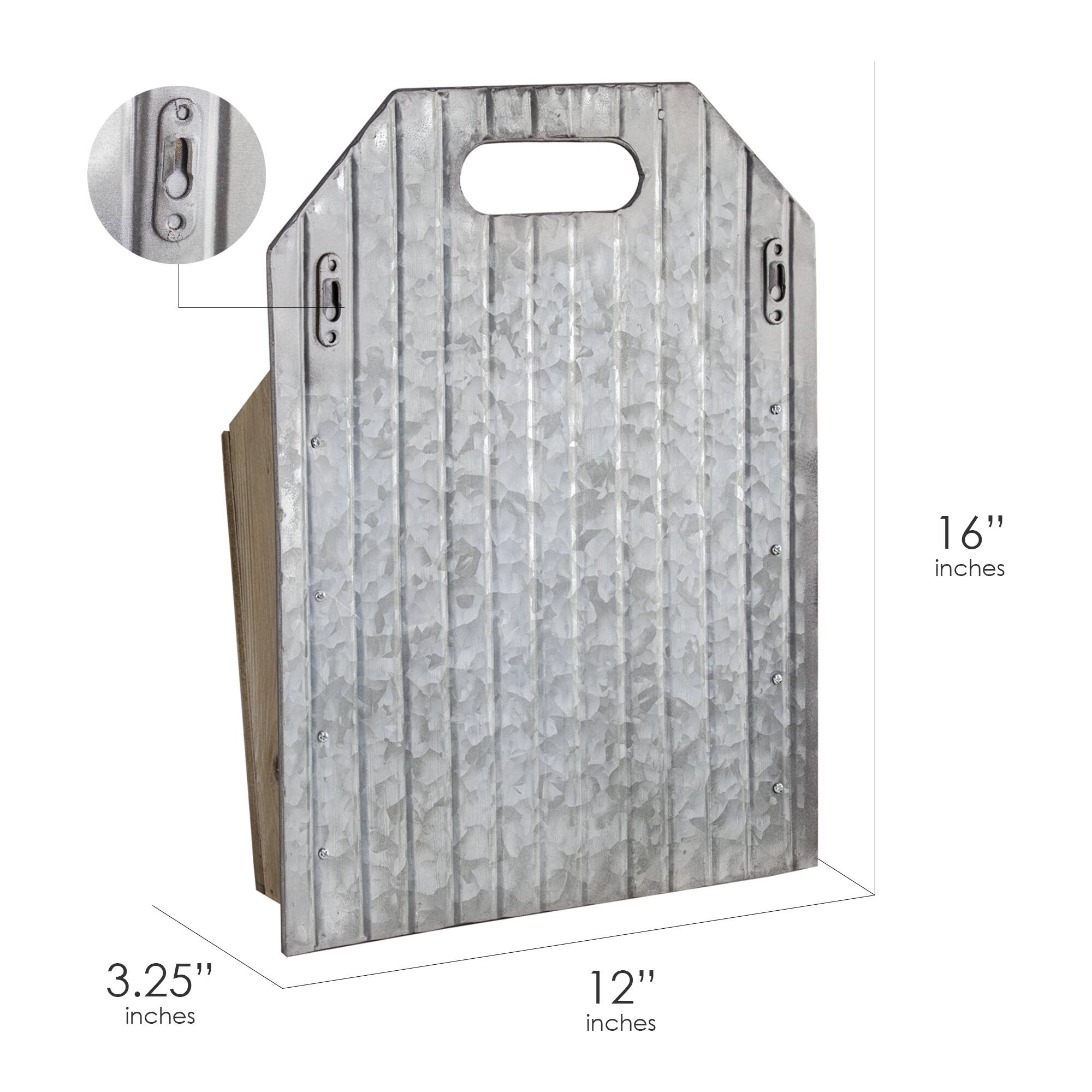 Galvanized Metal &#x26; Wood Envelope Wall Organizer