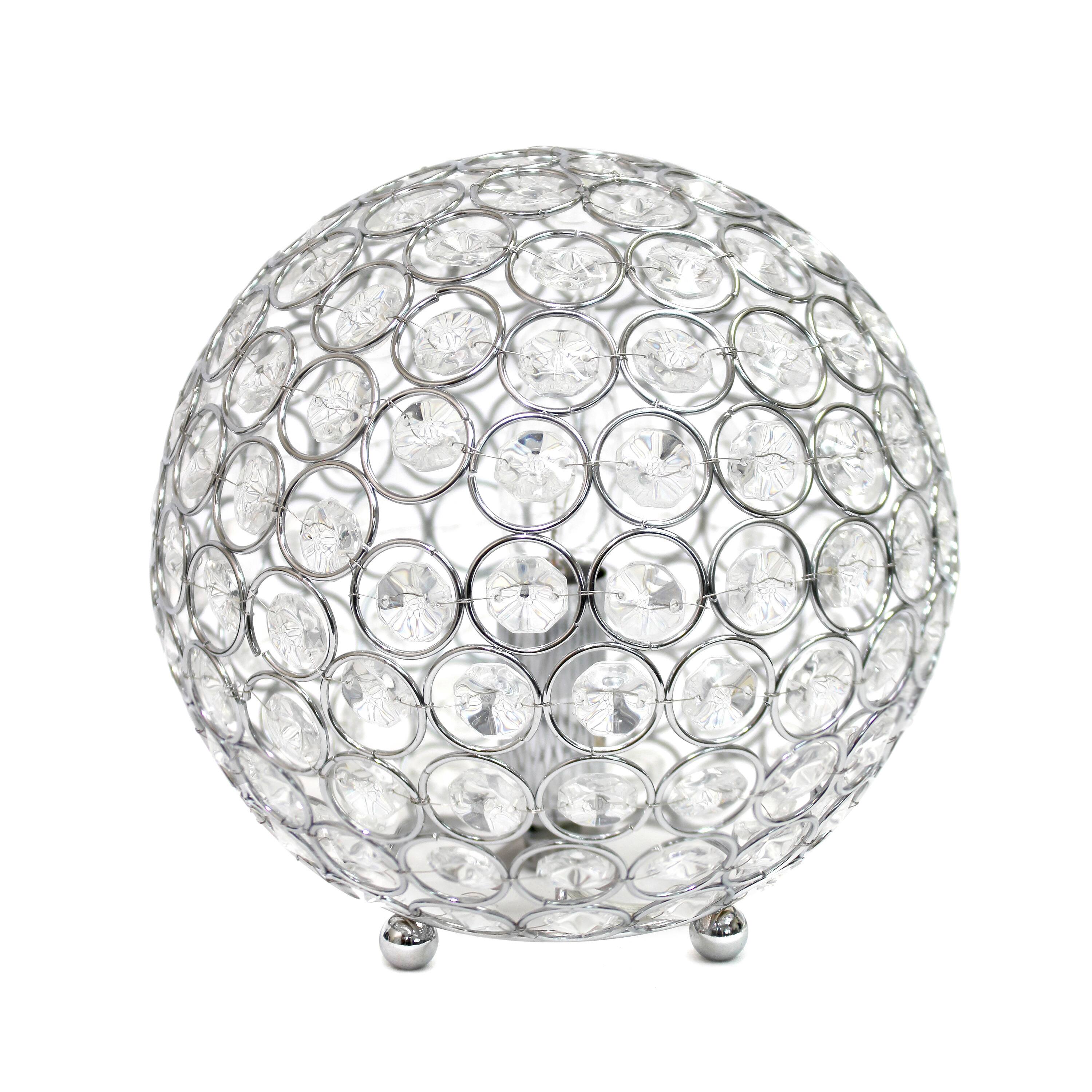 Lalia Home 8" Medium Metal Crystal Round Orb Table Lamp