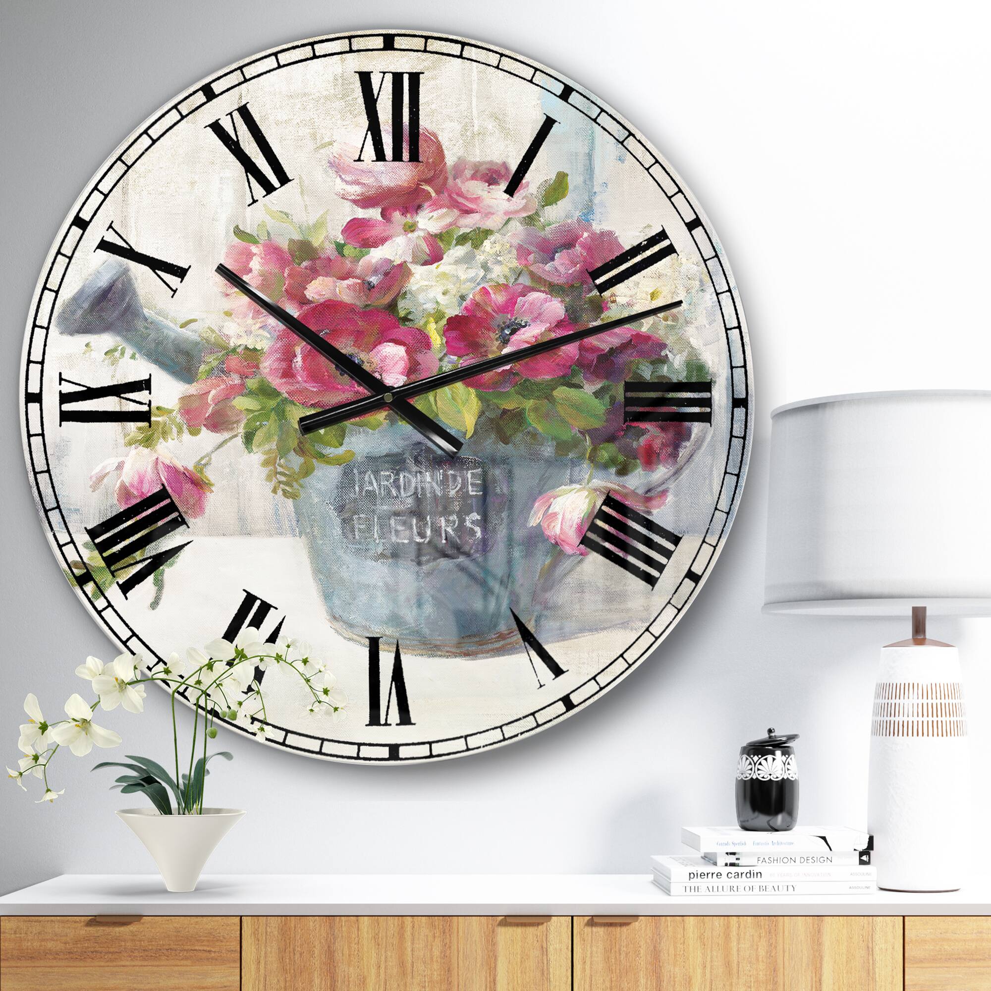 Designart Maison Des Fleurs I Farmhouse Wall Clock