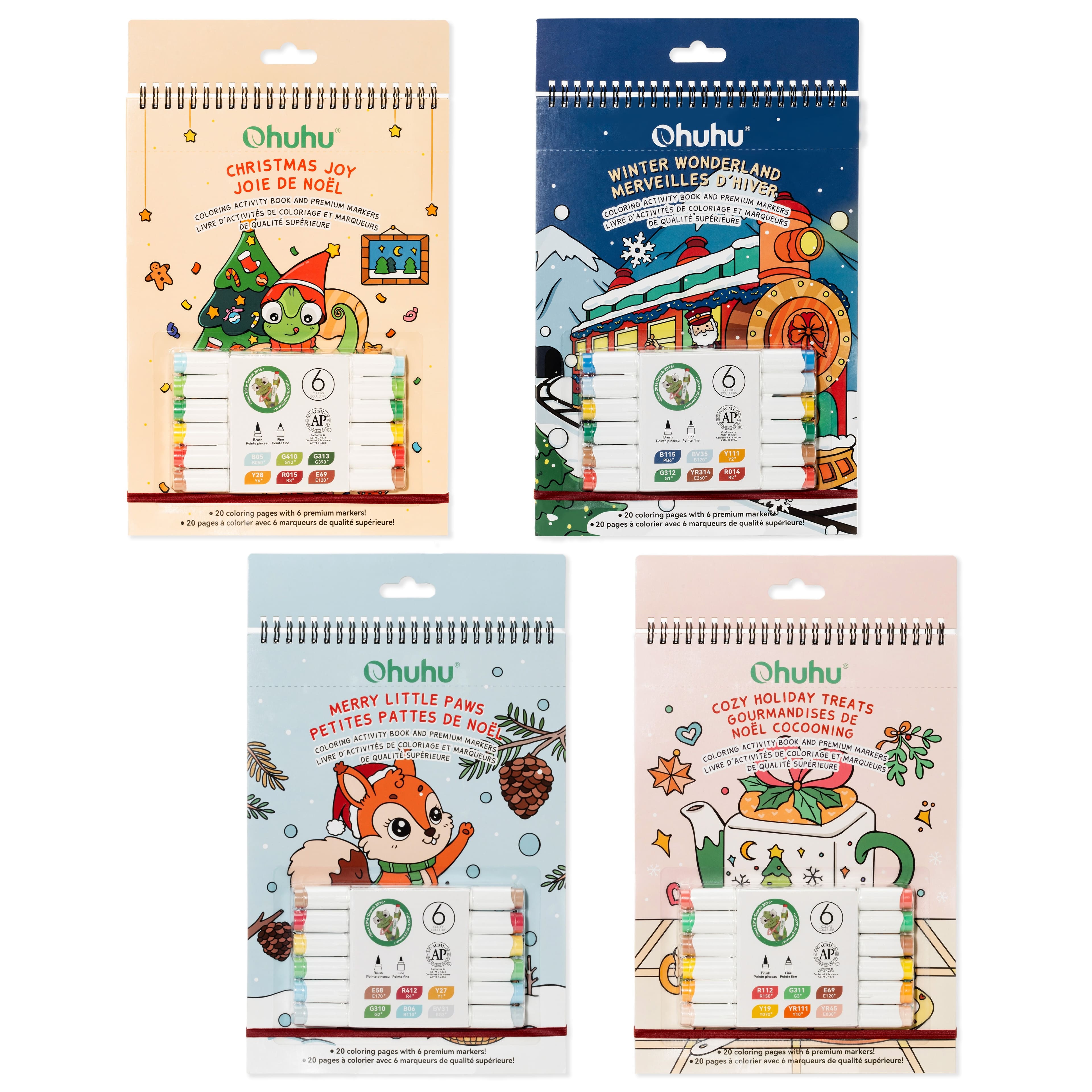 Ohuhu&#xAE; Merry Little Paws Coloring Activity Book &#x26; Premium Markers