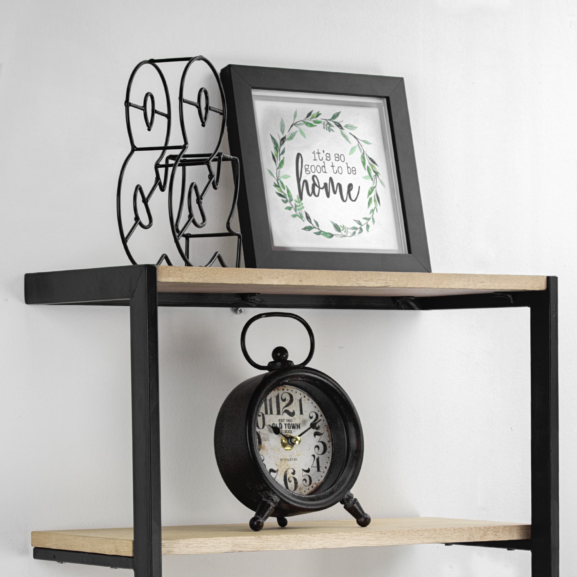3.5ft. Wood &#x26; Metal 6 Tier Wall Mounted Shelving Unit