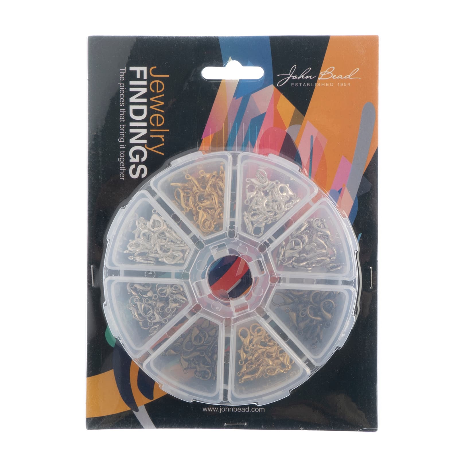 John Bead Lobster Clasps Assortment Round 8 Slot Jewelry Making Kit, 160ct.