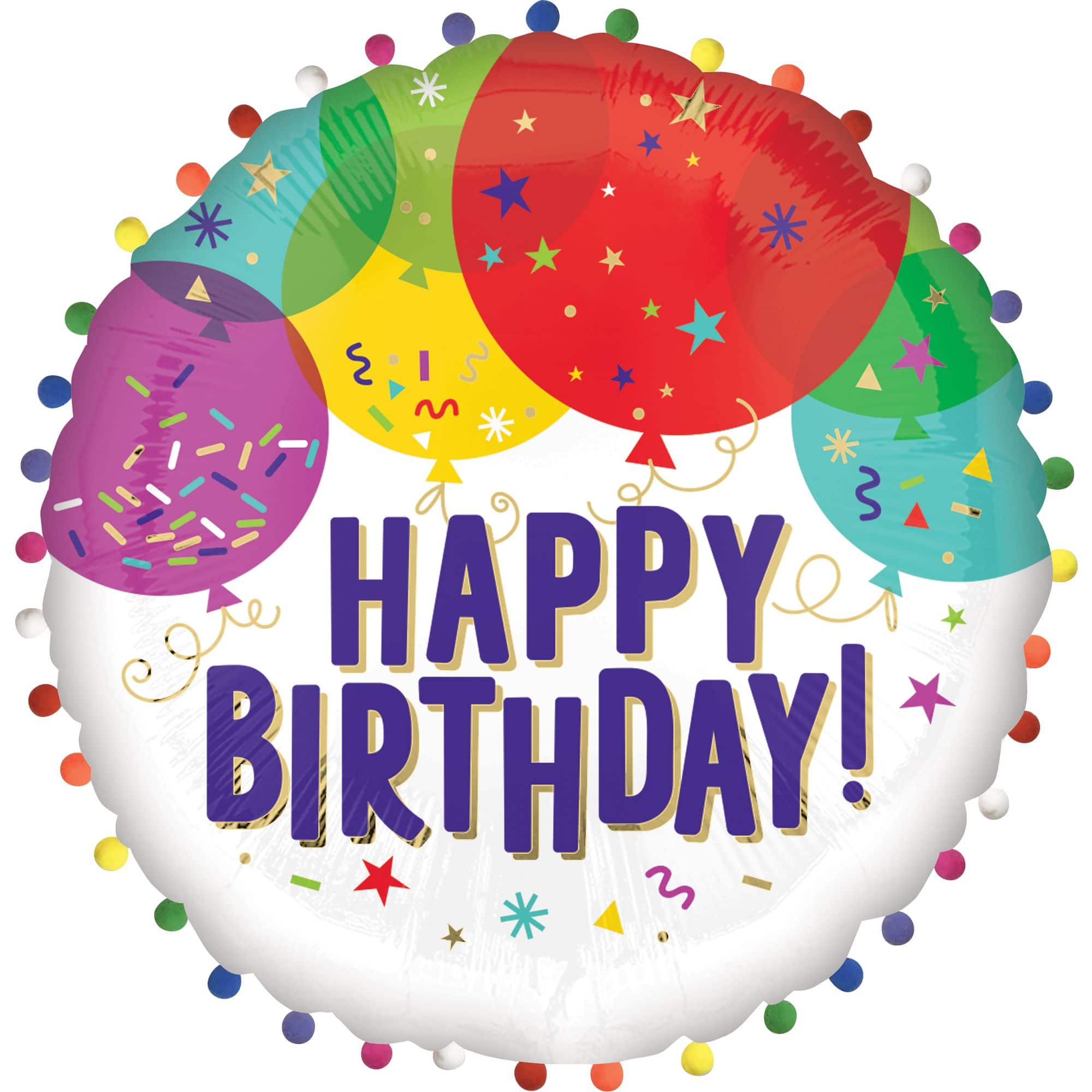 24&#x22; Birthday Pom Pom Foil Balloon
