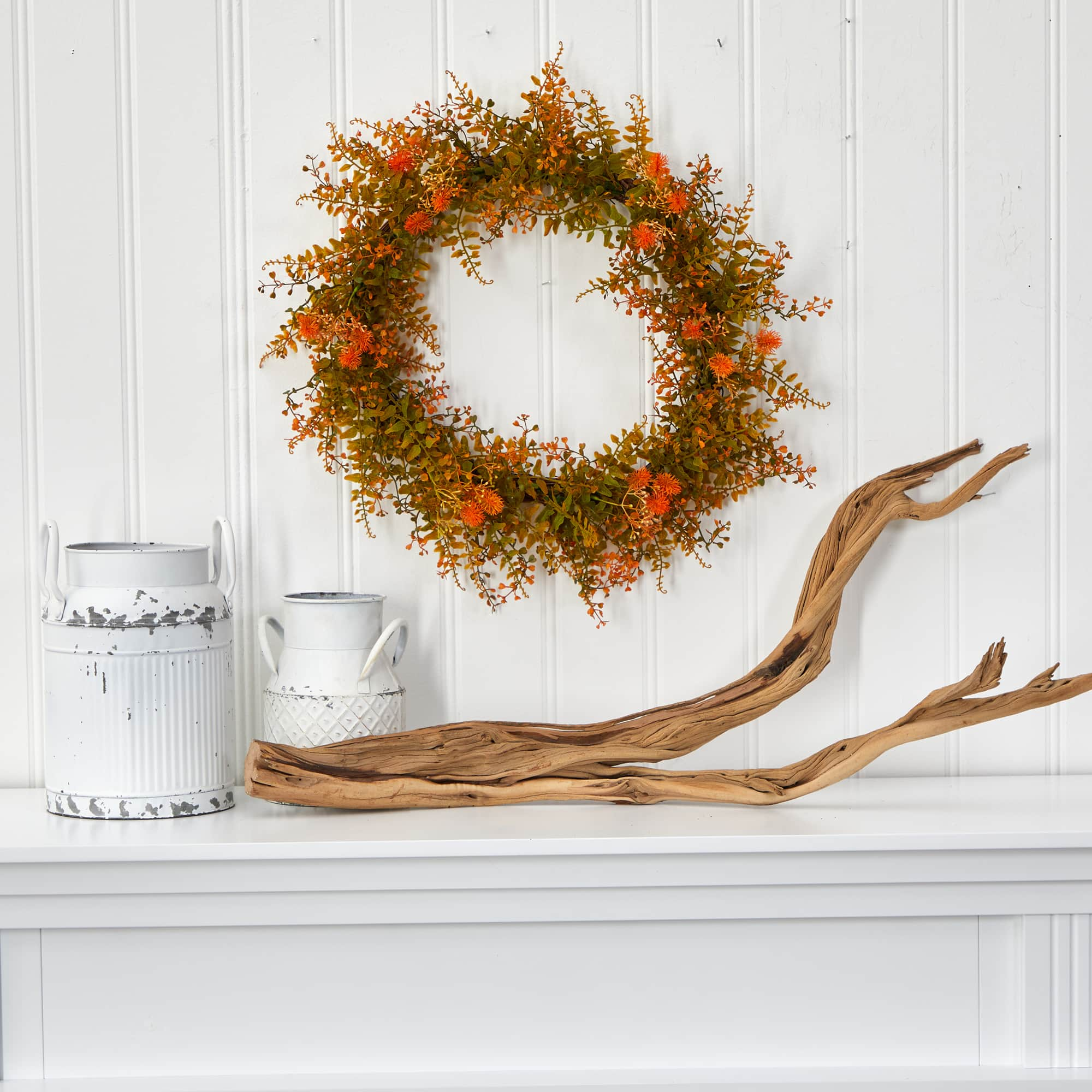 21&#x22; Autumn Fern Wreath