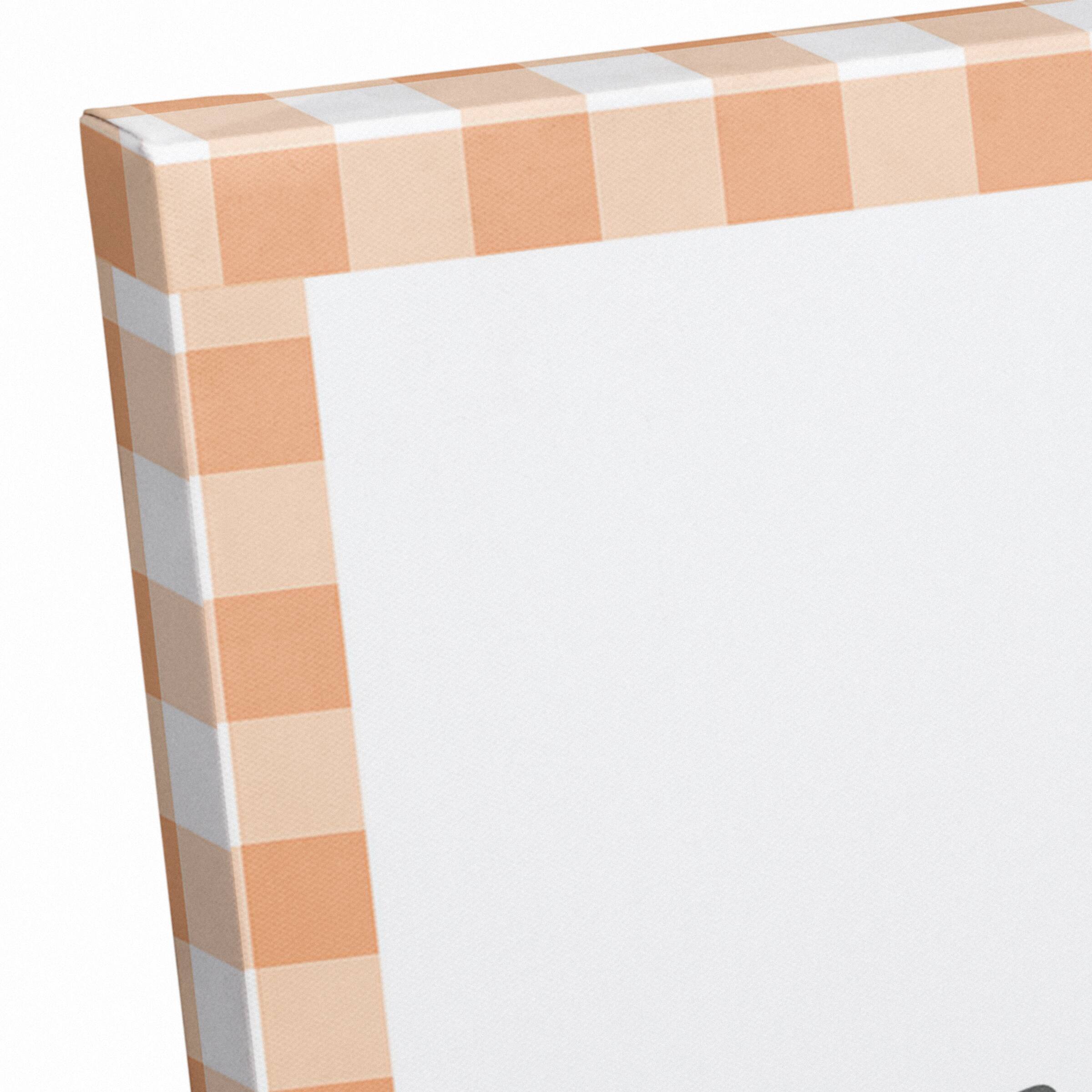 Orange Plaid Welcome Home Canvas Wall Art