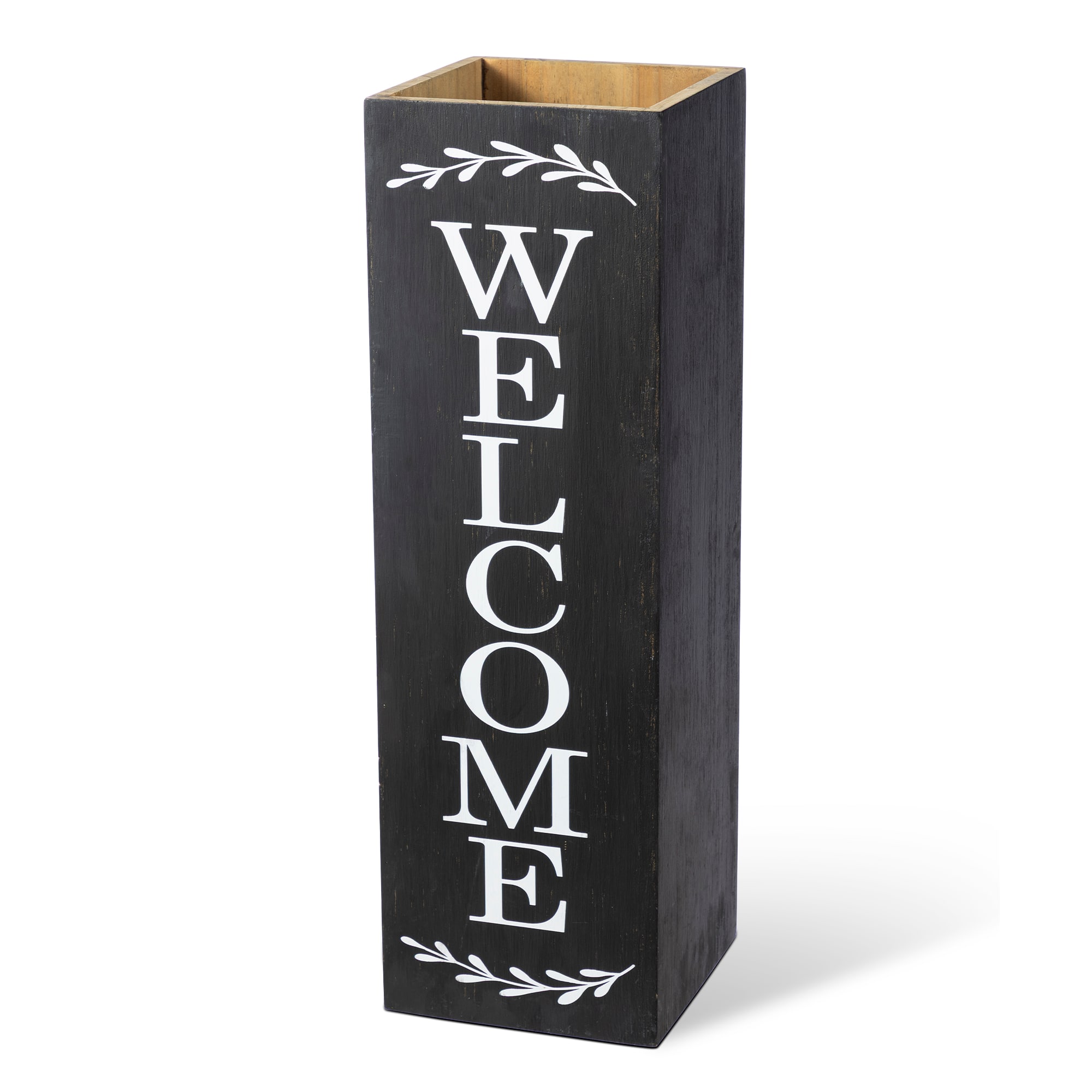 Glitzhome® 24" Double-Sided Solid Wood Black Boxed "WELCOME PORCH" Porch Sign