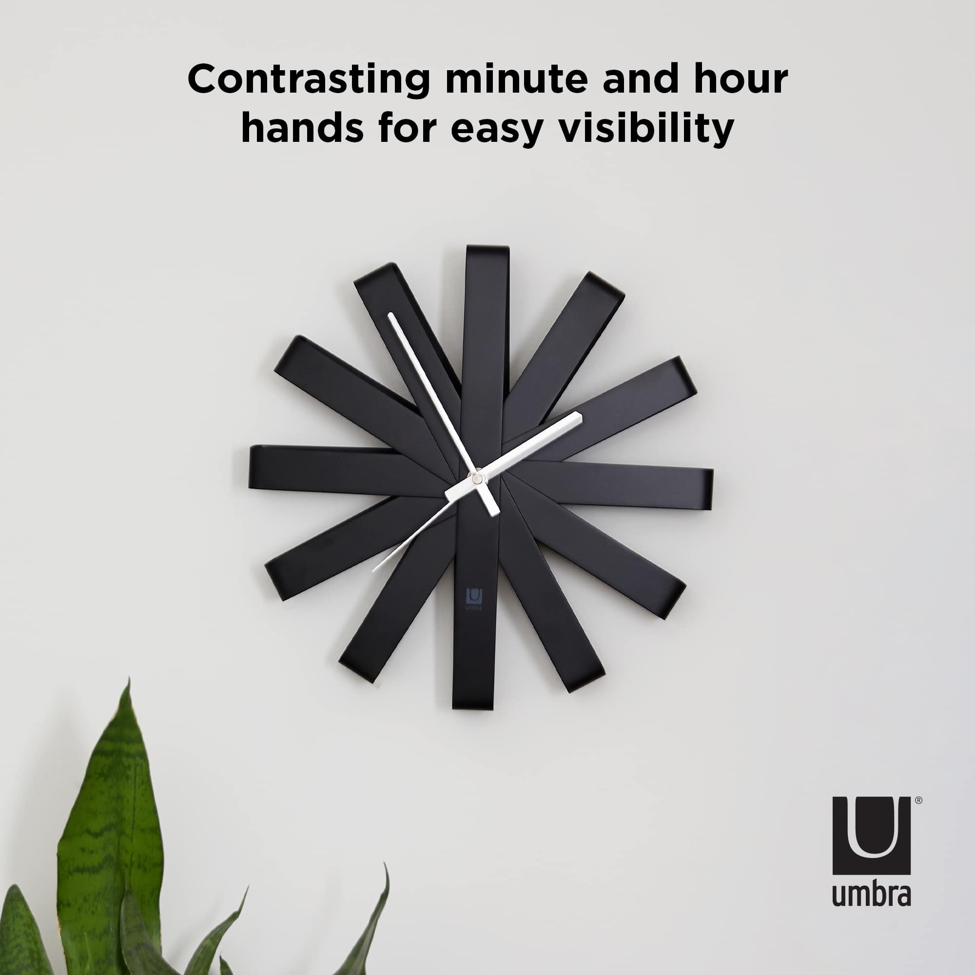 Umbra 12&#x22; Black Ribbon Round Wall Clock