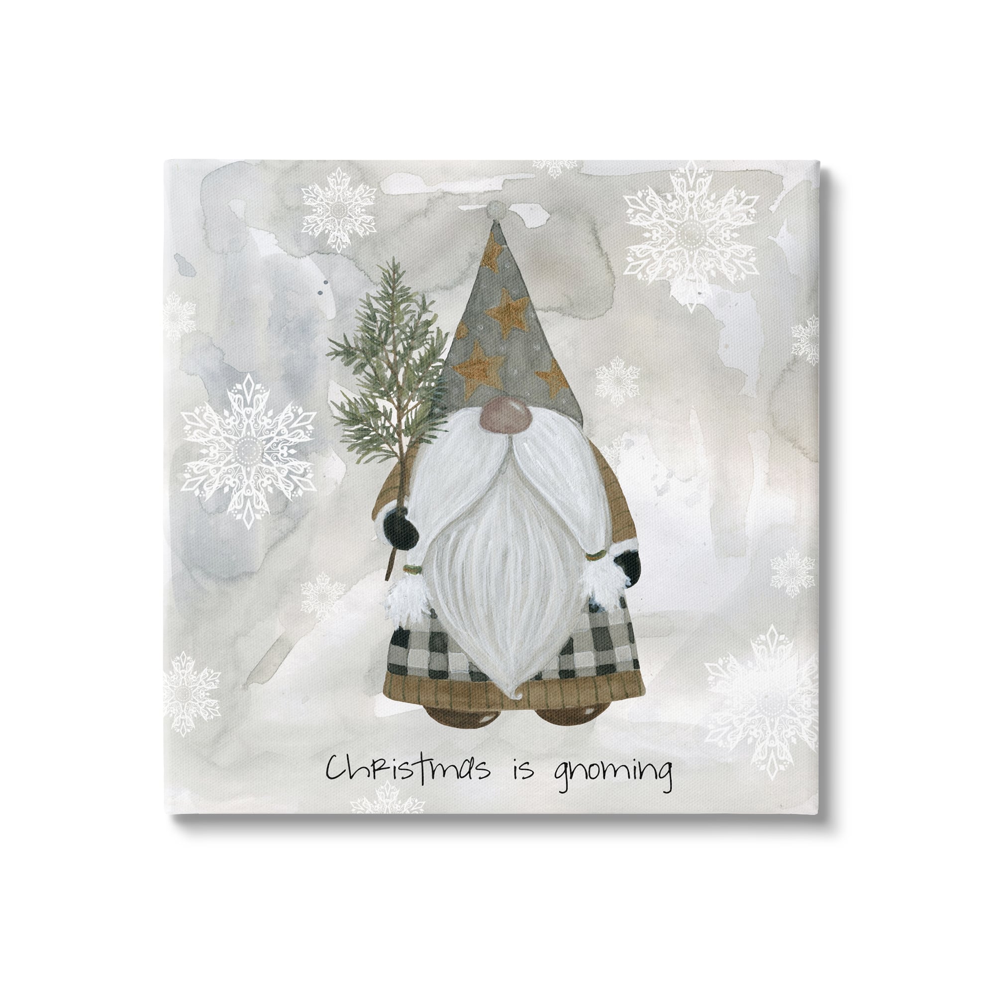 Stupell Industries Christmas Is Gnoming Holiday Pattern Canvas Wall Art