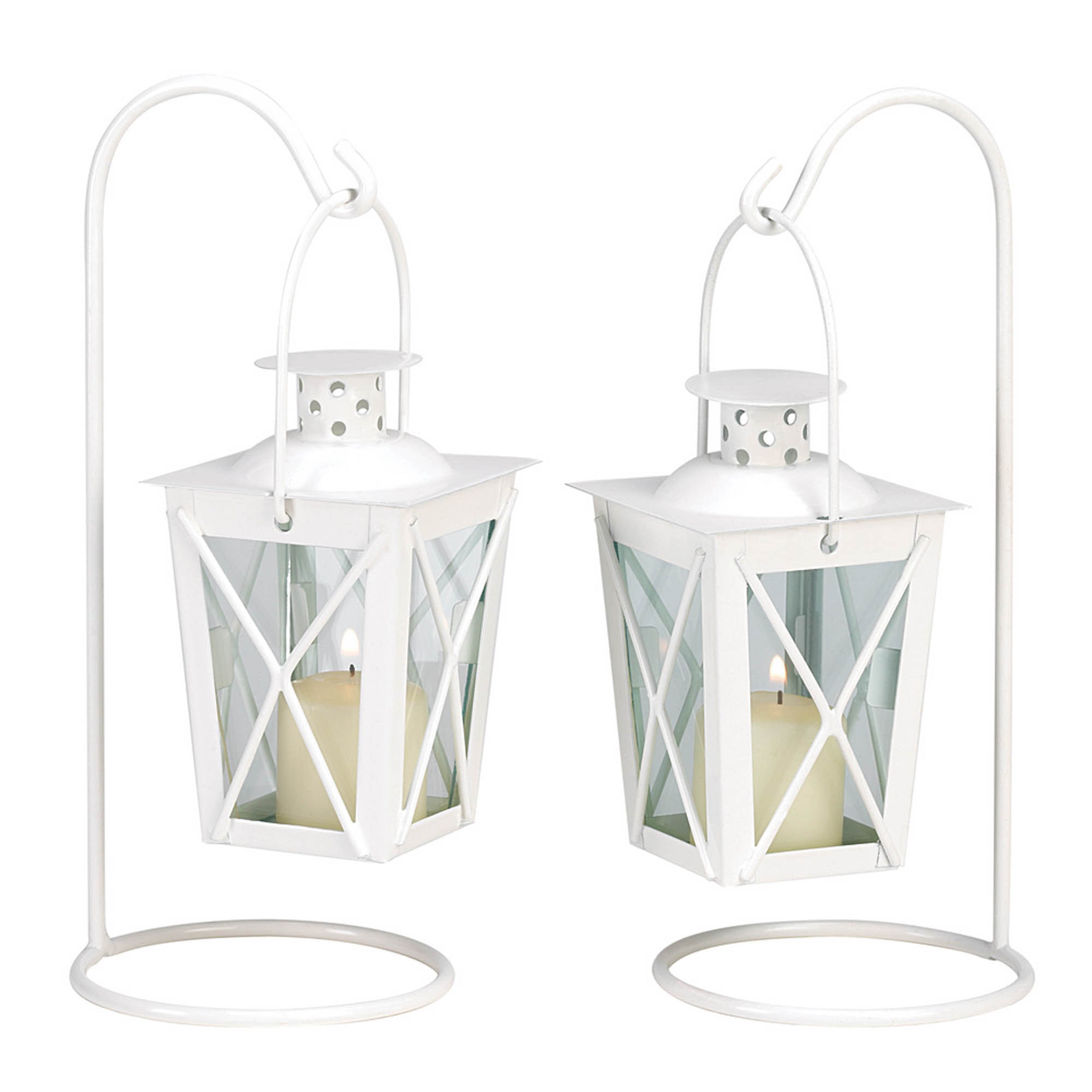 9&#x22; White Railroad Candle Lanterns