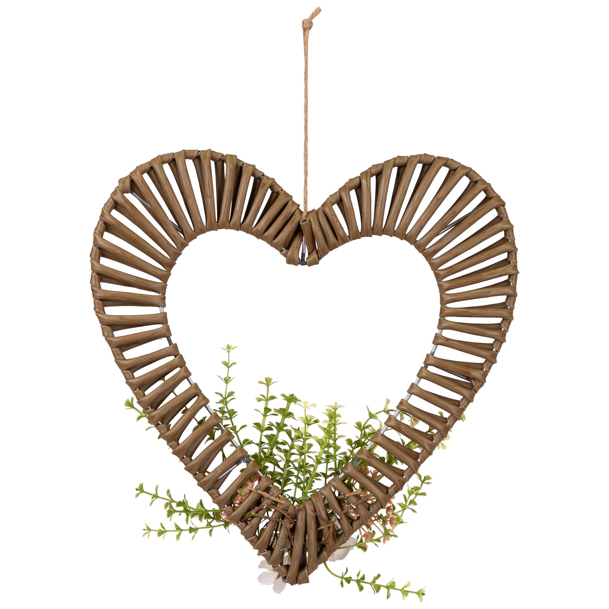12&#x22; Hanging Wrapped Floral Heart Decoration