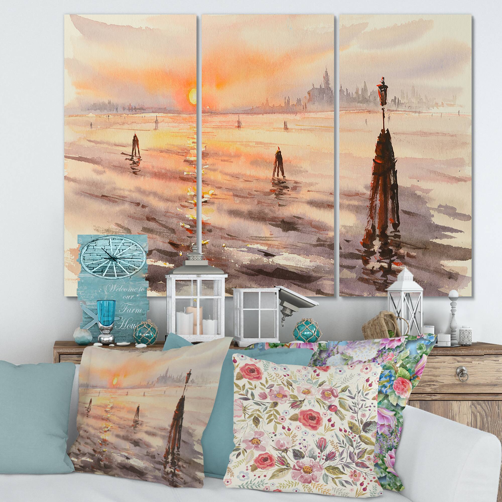 Designart - Panorama of Venice Laguna At Sunset