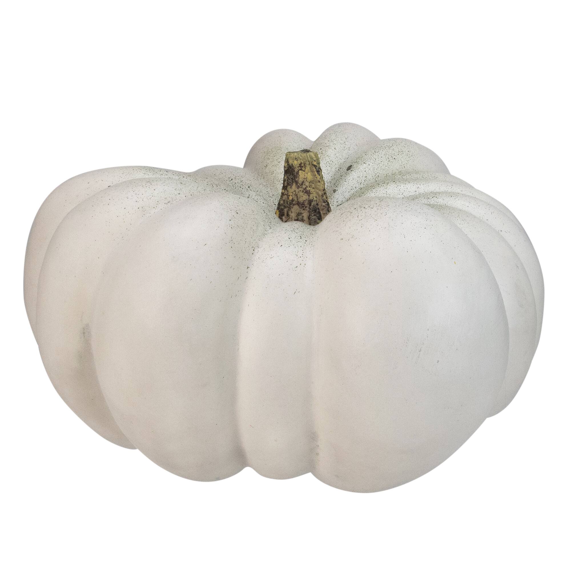 14" White Flat Round Pumpkin Tabletop Décor