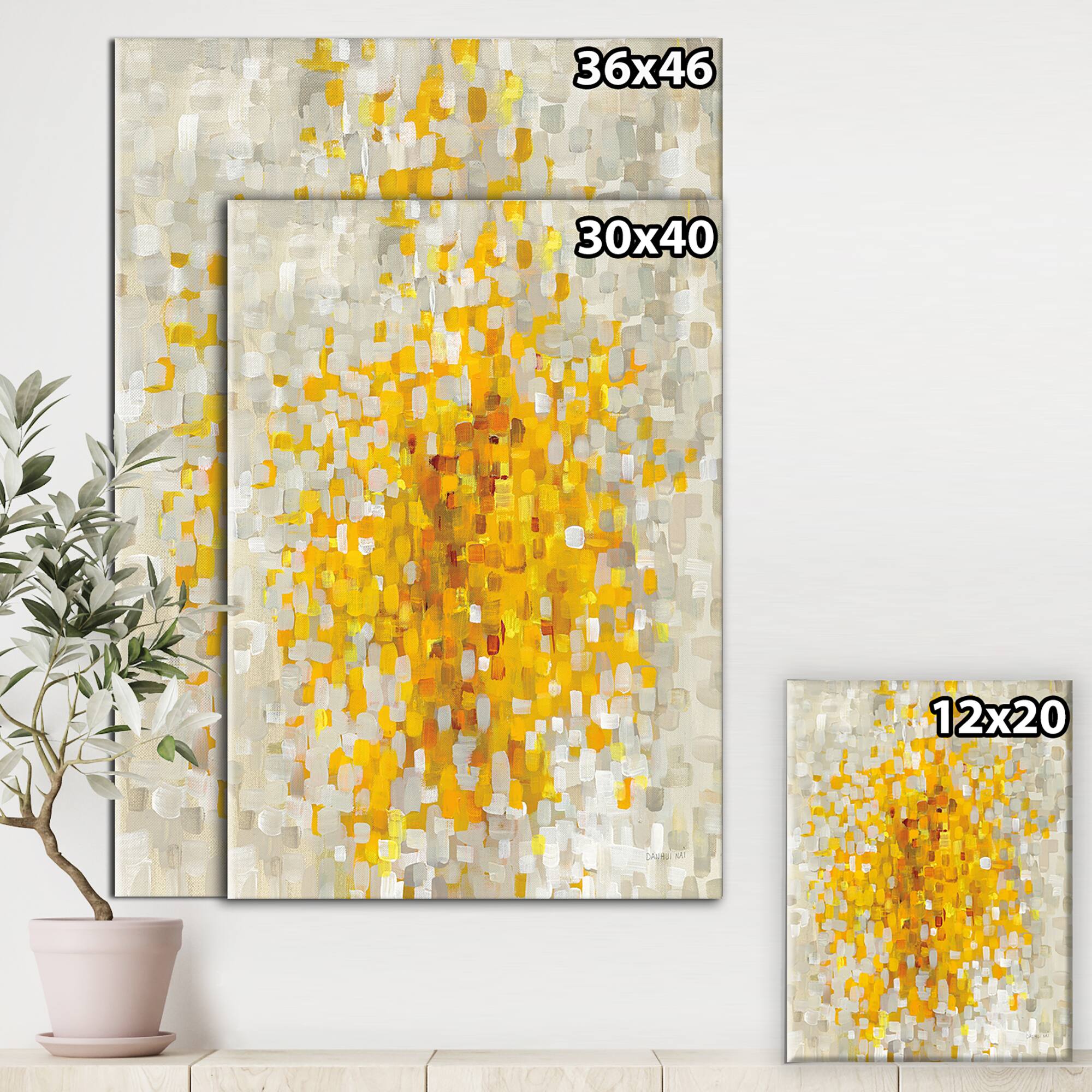 Designart - Glam Yellow Explosion Blocks - Modern &#x26; Transitional Gallery-wrapped Canvas