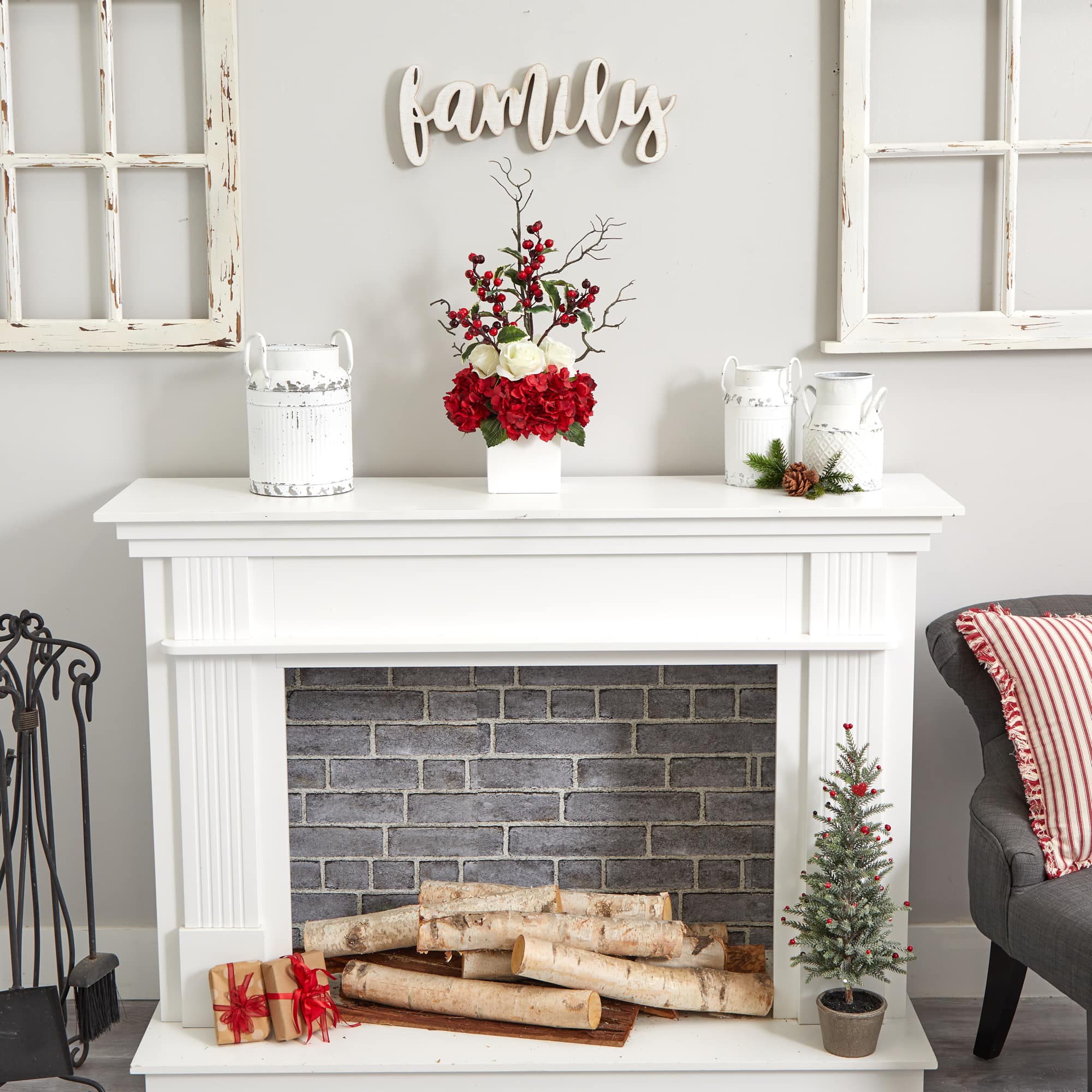 24" Potted Hydrangea, Rose & Berry Arrangement