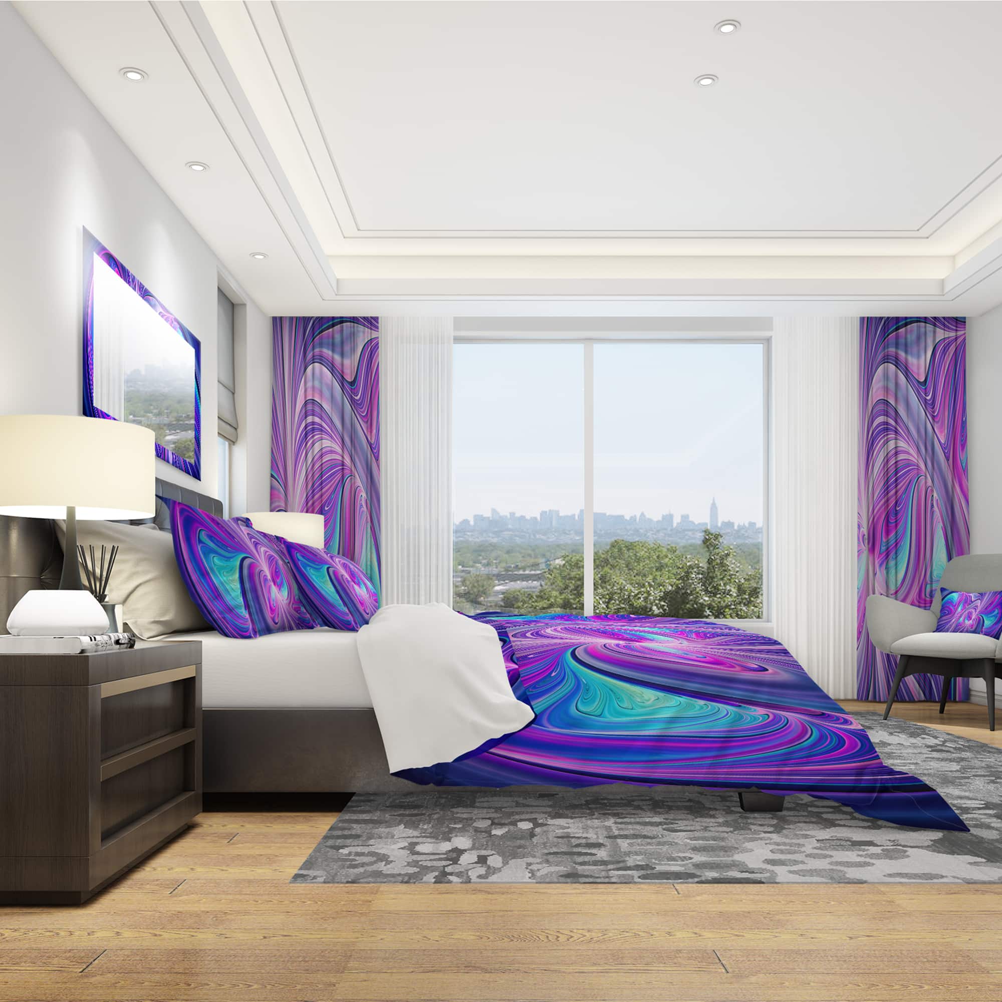 Designart &#x27;Purple and Blue Wonder&#x27; Modern &#x26; Contemporary Bedding Set - Duvet Cover &#x26; Shams