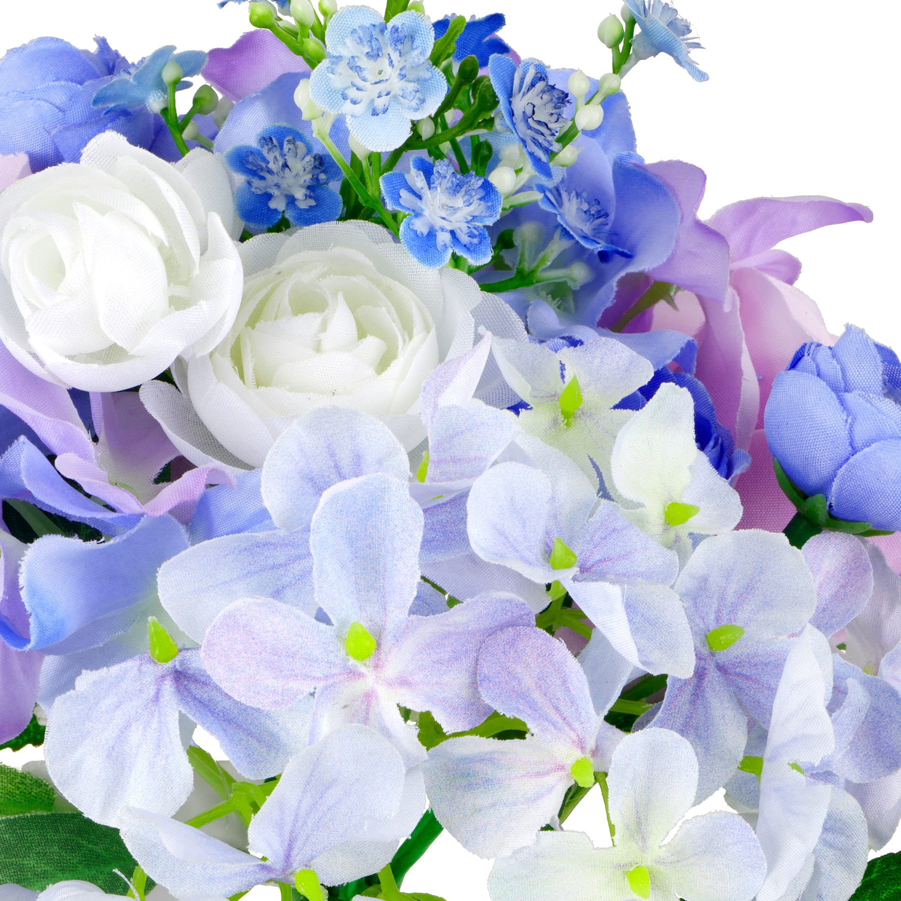 12" Blue & White Hydrangea, Rose & Mini Ranunculus Bouquet by Ashland®