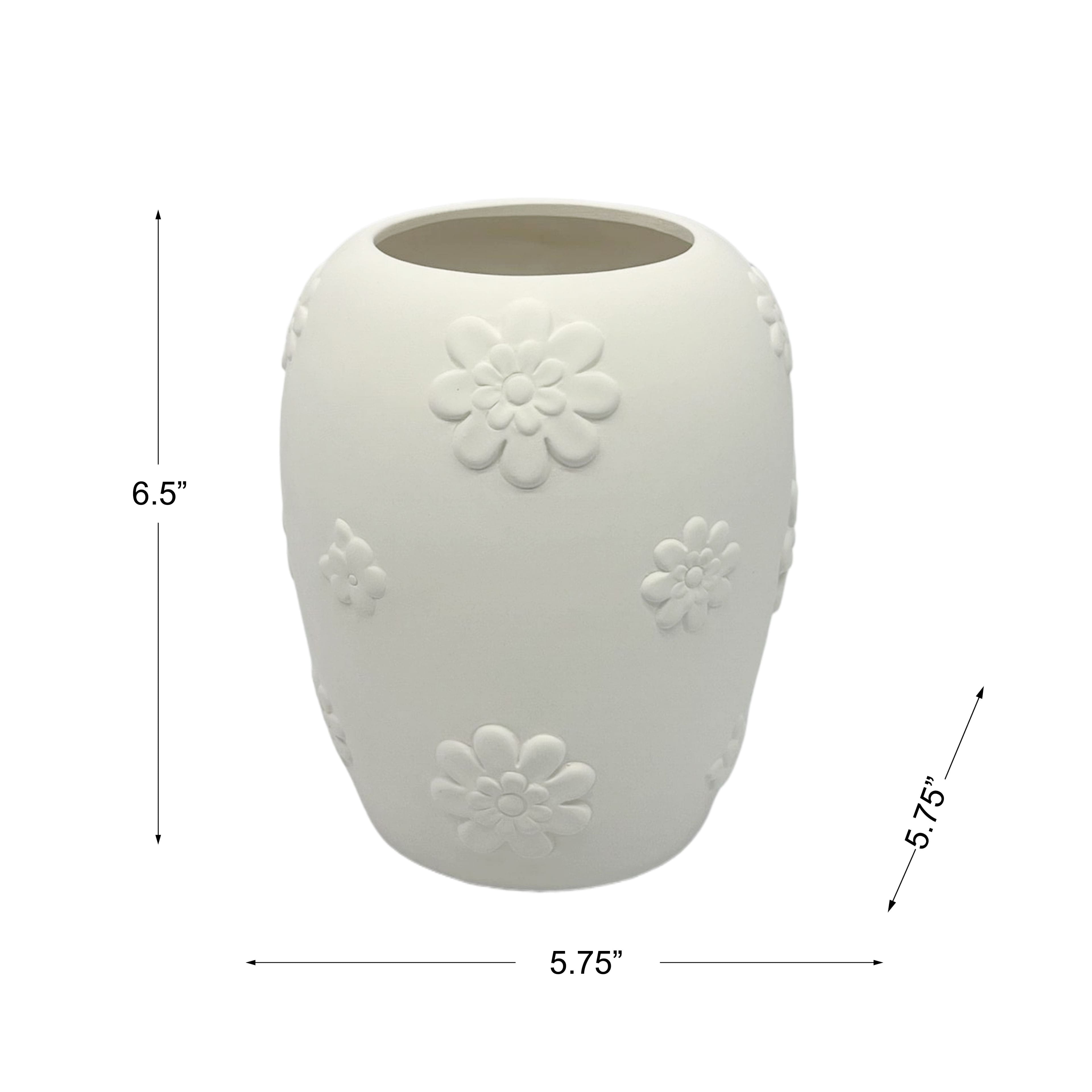 6.5&#x22; Floral DIY Ceramic Vase by Make Market&#xAE;