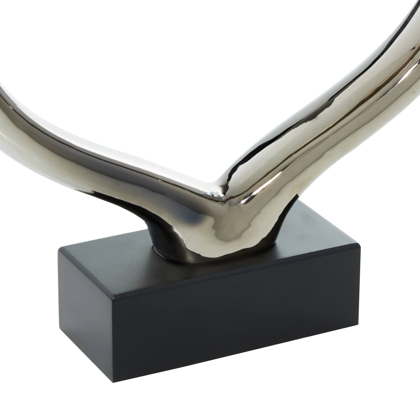 12" Silver Ceramic Contemporary Heart Sculpture